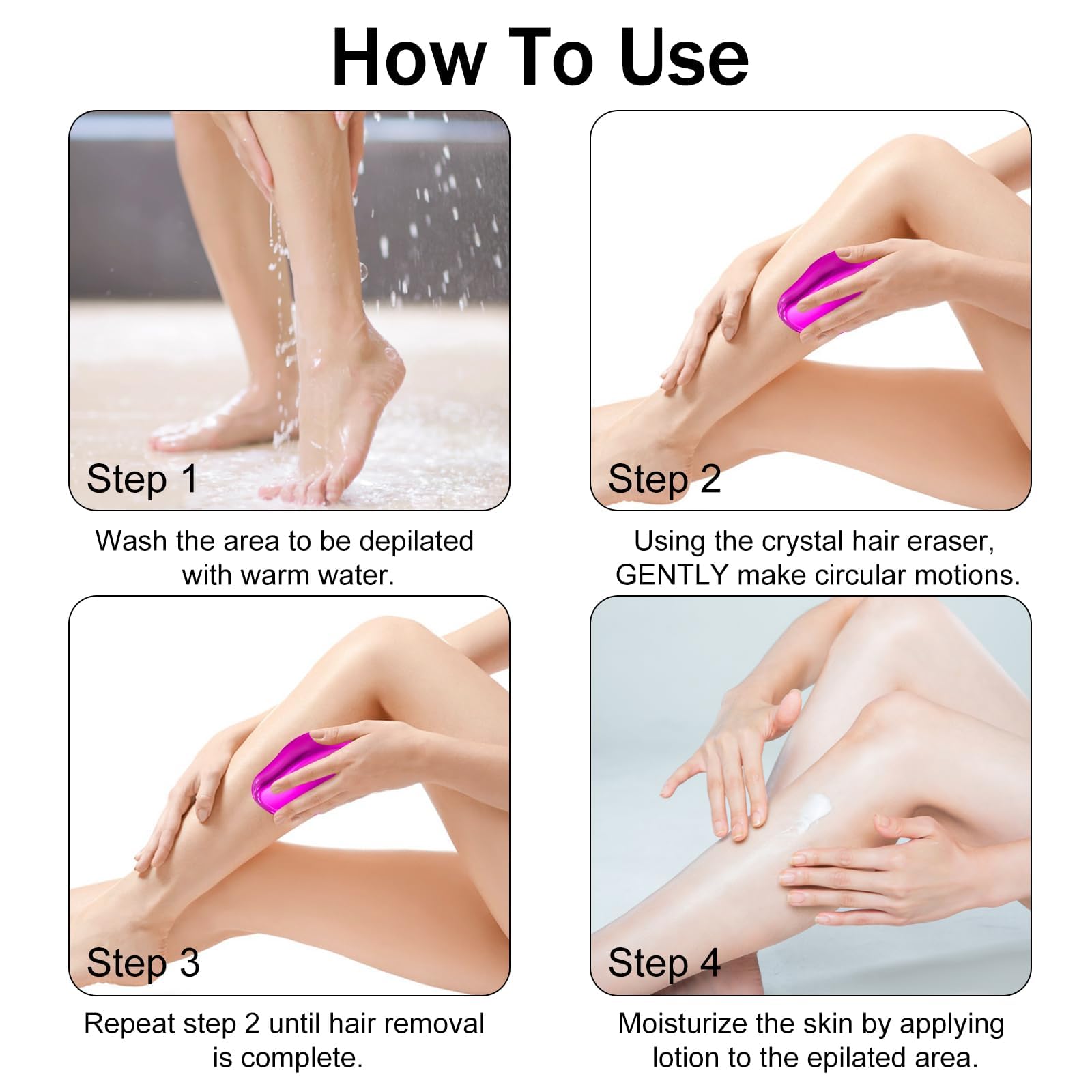 Reusable Bleame Crystal Hair Eraser for Women - Purple Hair Removal Stone & Shaving Tool | Smooth Skin at Home, Travel & Salon Use