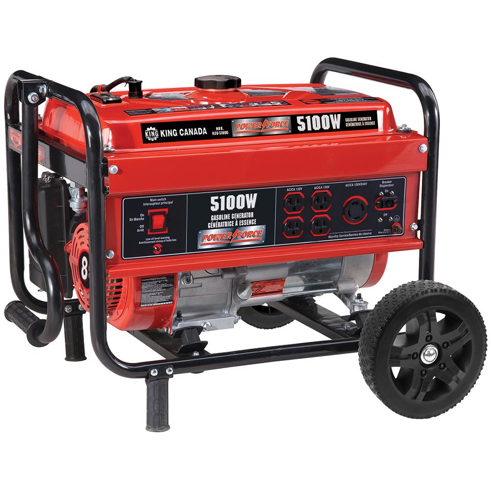 KING KCG 5100G 5100W Portable Gasoline Generator with Wheel Kit - Powerful Backup Power for Home, Camping & Emergency Use