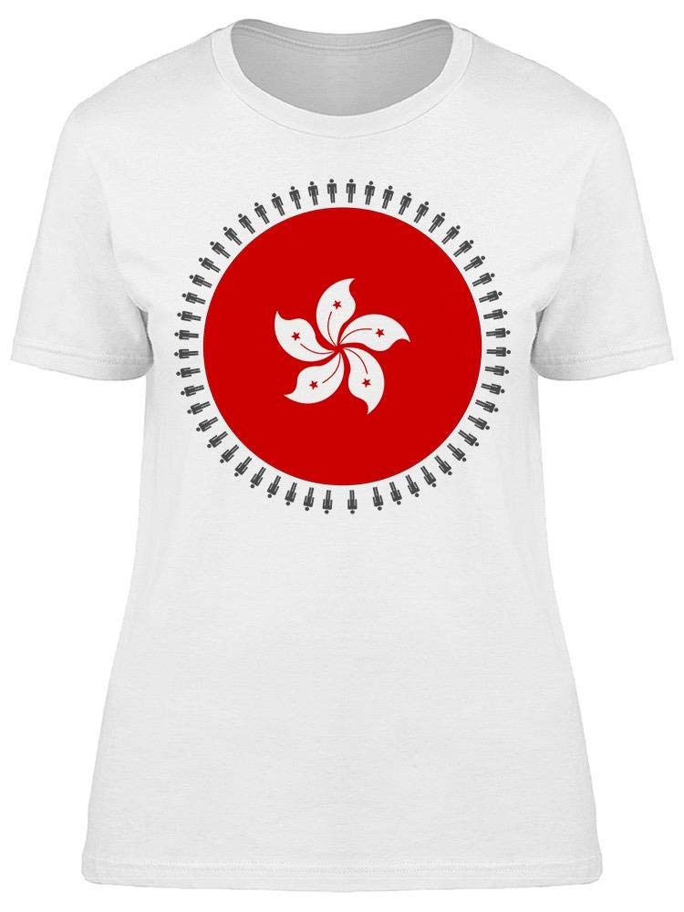 Round Hong Kong Flag Art Tee for Women - Stylish Graphic T-Shirt for Casual Wear, Street Fashion & Patriotic Outfits
