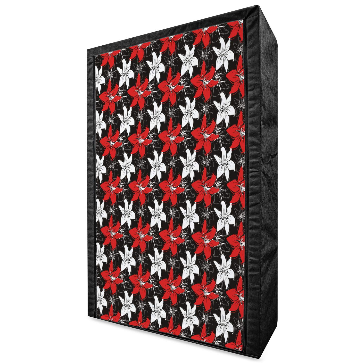 Ambesonne Red and Black Portable Fabric Wardrobe with Shelves - 42.5