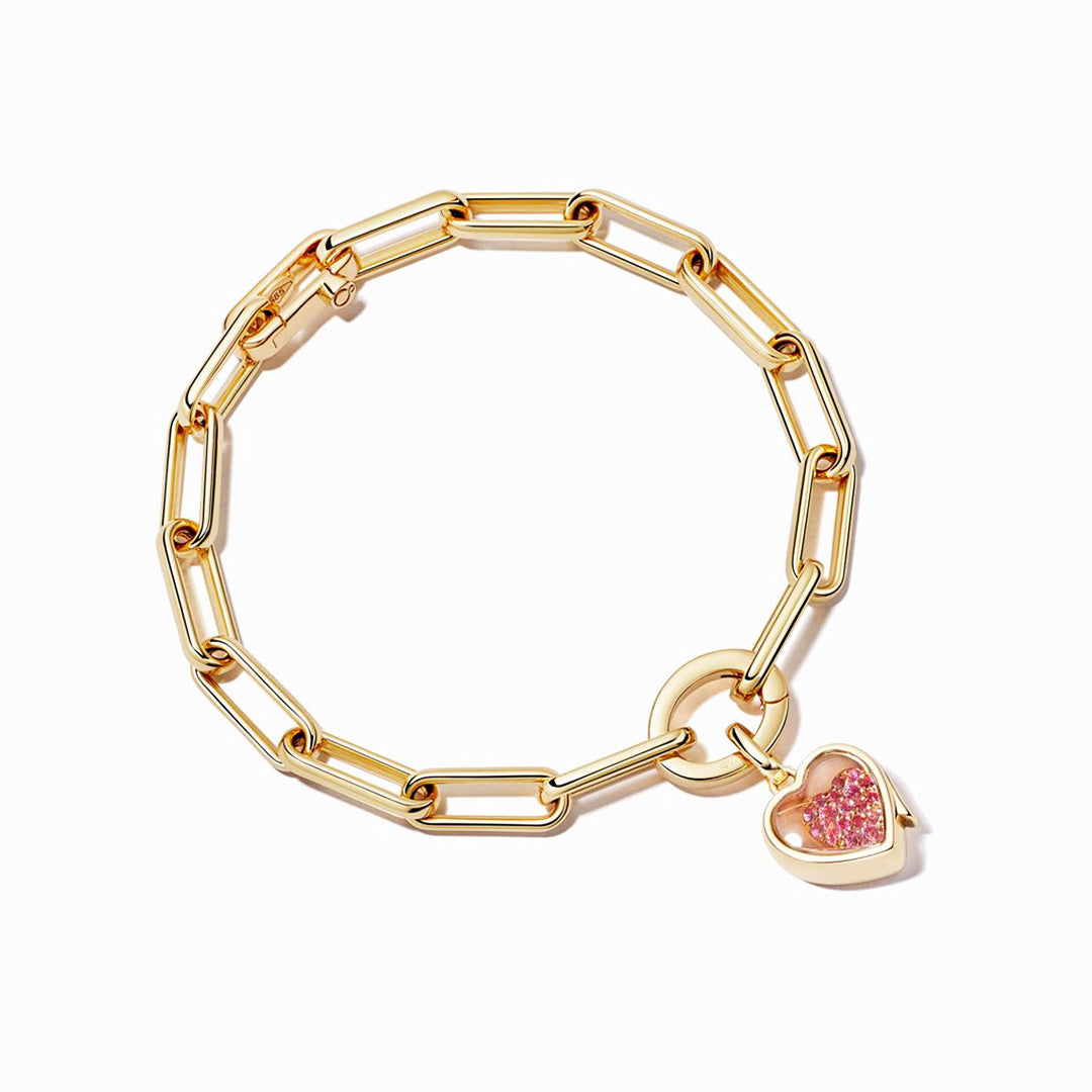 Exquisite Pavé Pink Sapphire Heart Charm - Elegant Jewelry for Women | Perfect for Valentine's Day, Anniversary & Romantic Gifts