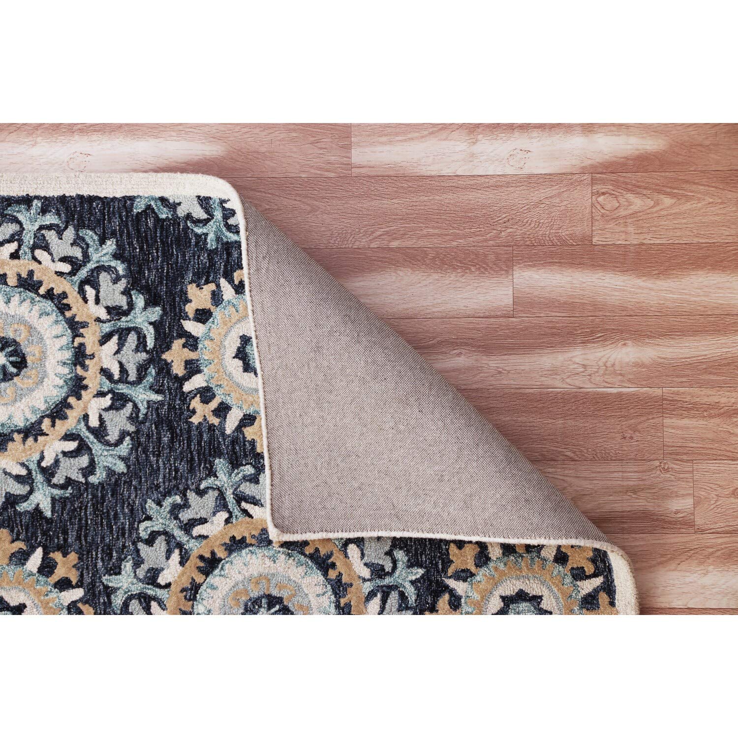 LR Home Modern Suzani Surge Area Rug - Soft Bohemian Style Non-Slip Living Room Carpet for Bedroom, Dining Room & Home Decor