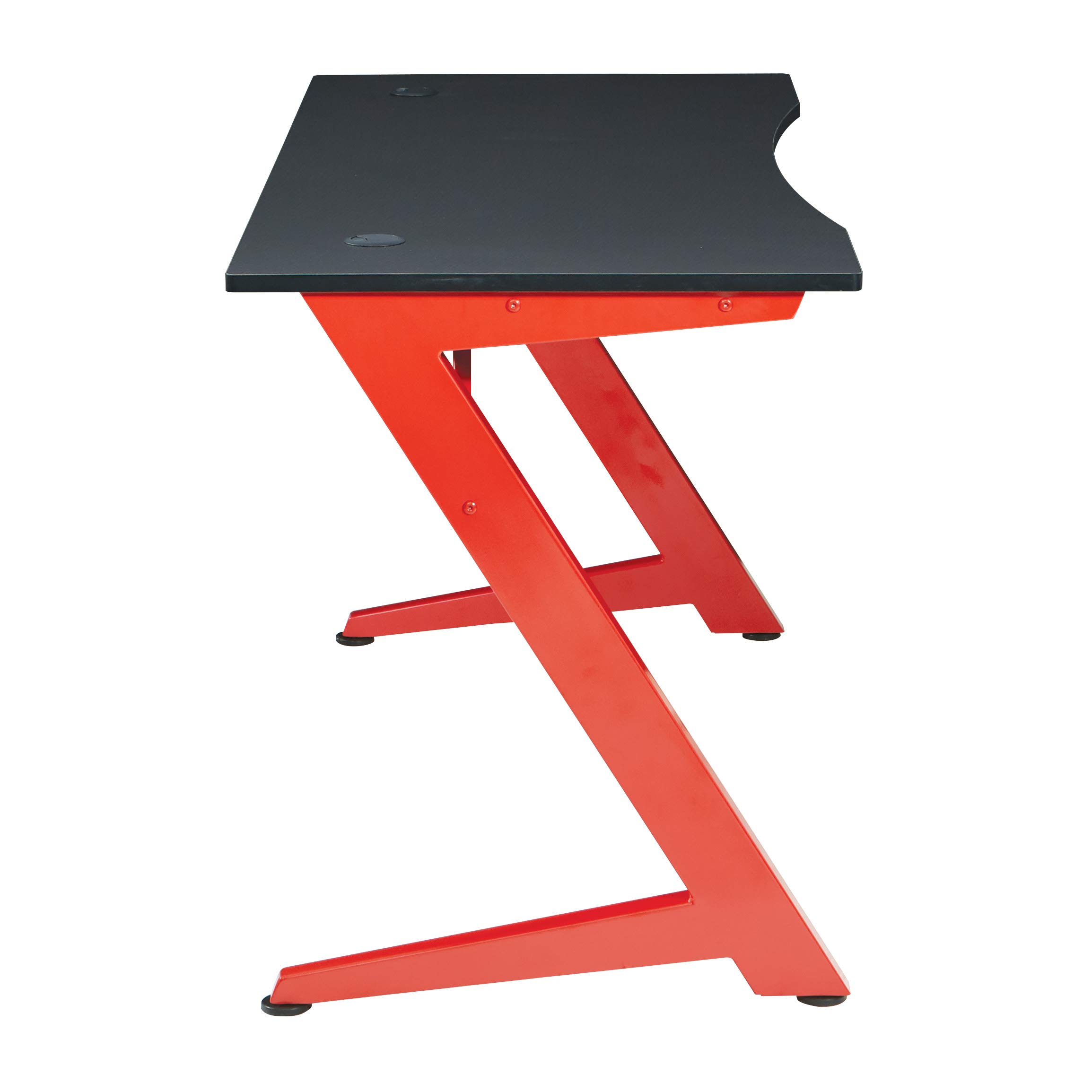 OSP Home Furnishings Beta Battlestation Gaming Desk with Bluetooth RGB LED Lights, Matte Red - Ergonomic Computer Desk for Streaming & Esports - Perfect for Gaming Setup, Home Office & Workstation