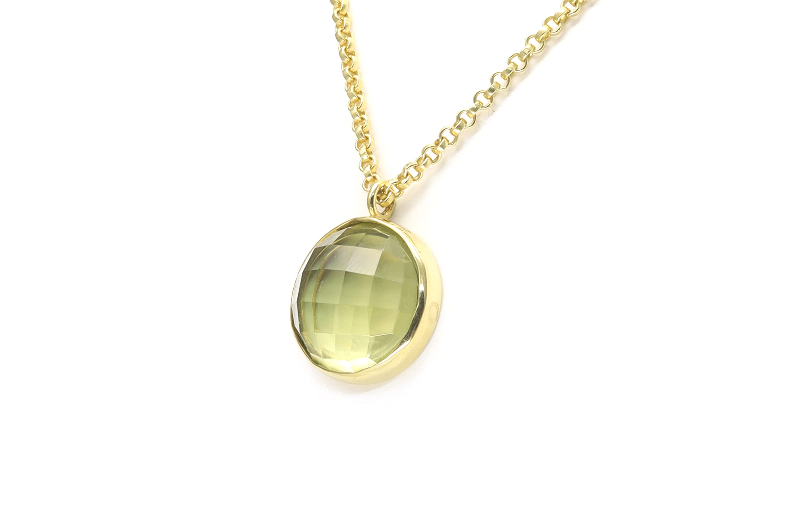 Lemon Quartz Pendant Necklace in 14K Gold - Round Cut Faceted Gemstone Jewelry for Women | Elegant Gift for Birthday, Anniversary & Special Occasions