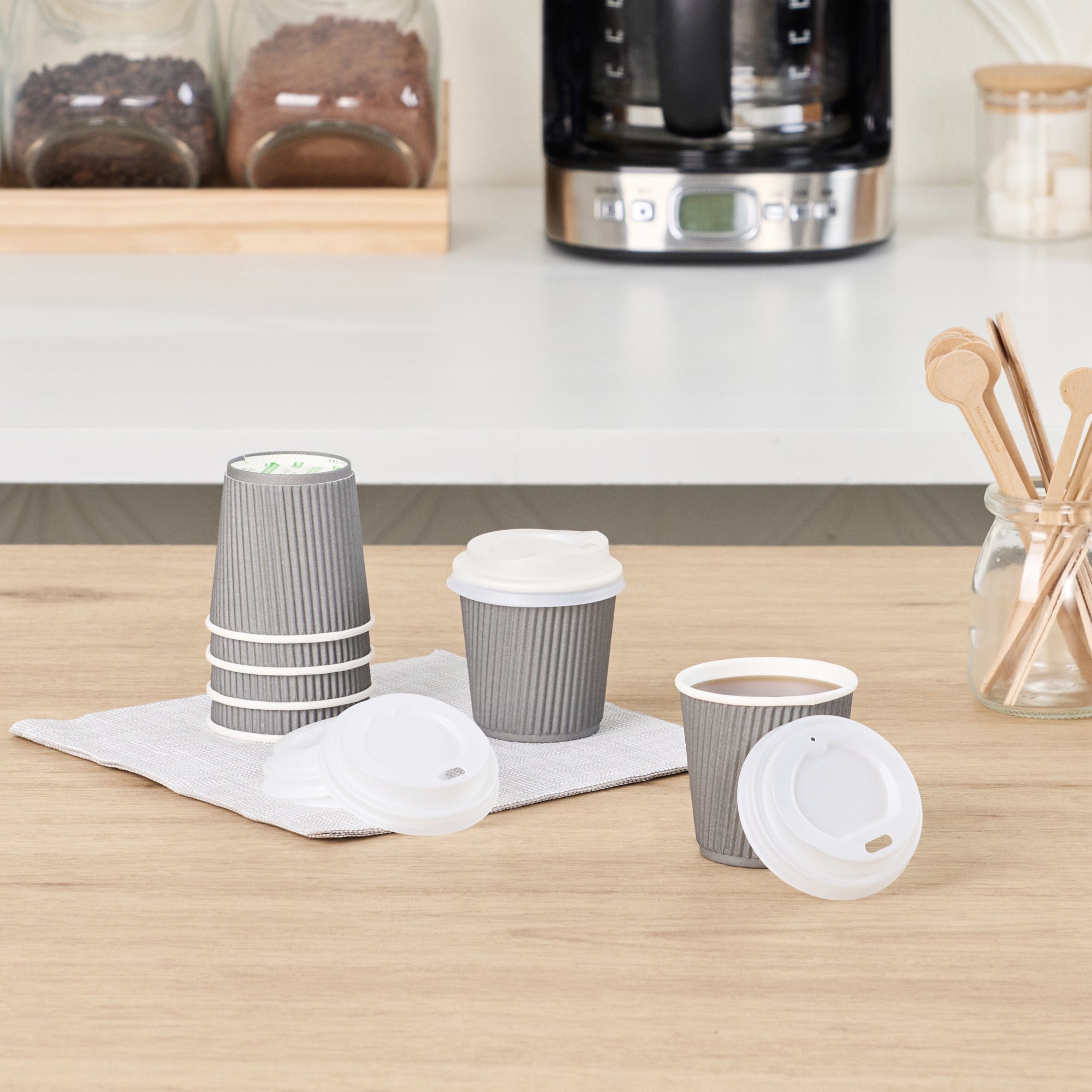 Eco-Friendly White PLA Plastic Coffee Cup Lids - Compostable 4oz Lids (500 Count) - Perfect for Coffee Shops, Cafés & Takeout Services