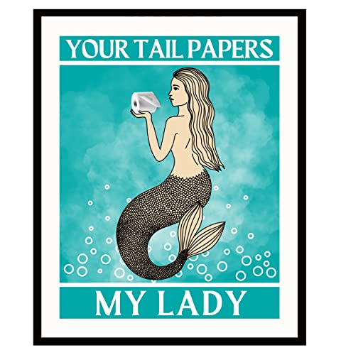 Funny Mermaid Bathroom Decor Art - Perfect for Parties & Gifts