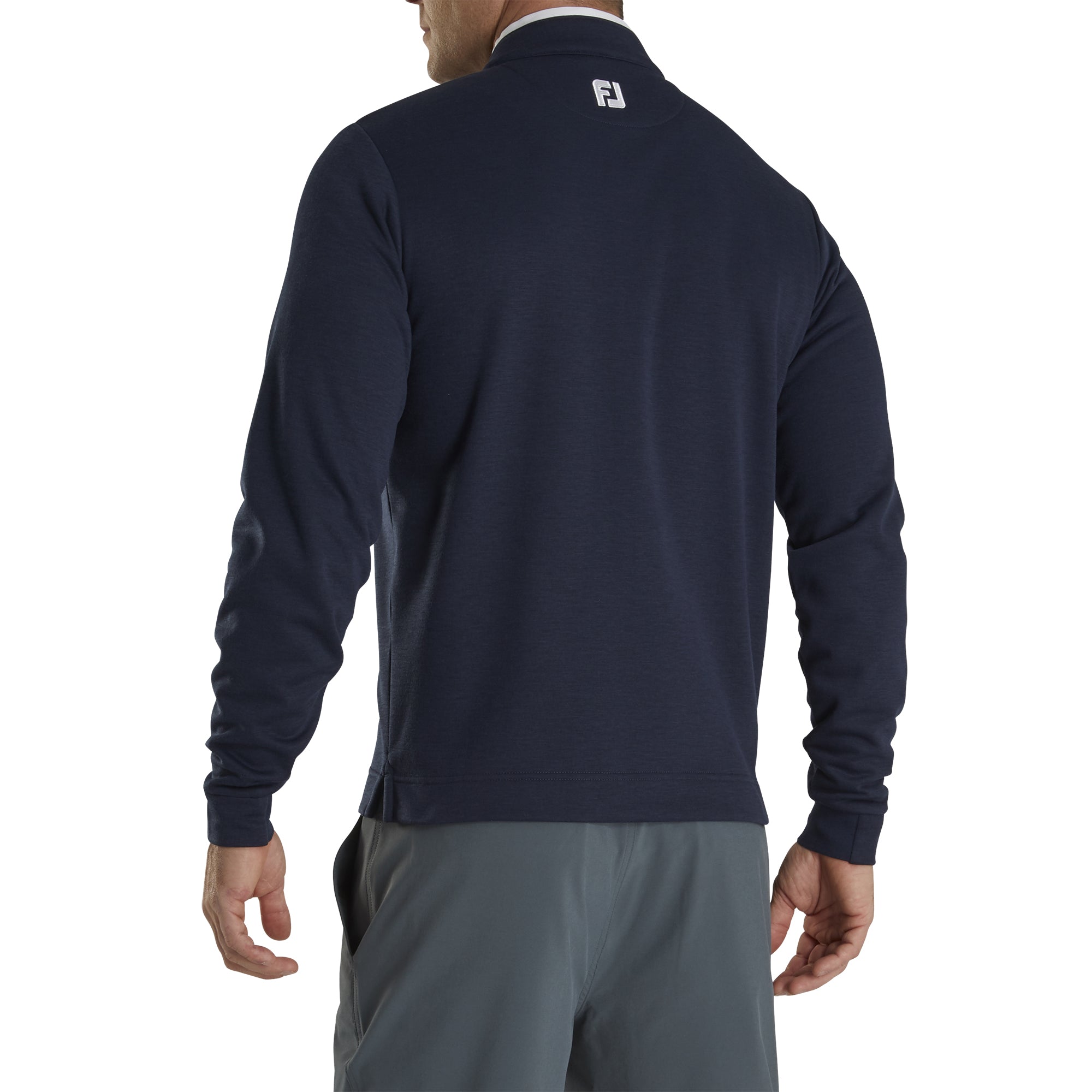 FootJoy Men's Navy Fleece Golf 1/4 Zip Pullover with Contrast Trim - Warm & Stylish for Winter Golfing & Casual Wear