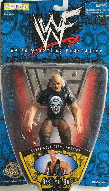 1998 WWF Jakks Pacific Best of 1998 Series 2 Stone Cold Steve Austin Wrestling Action Figure - Exclusive Collectible for WWF Fans & Wrestling Memorabilia Collectors - Perfect for Display, Gifts, and Nostalgic Wrestling Collections
