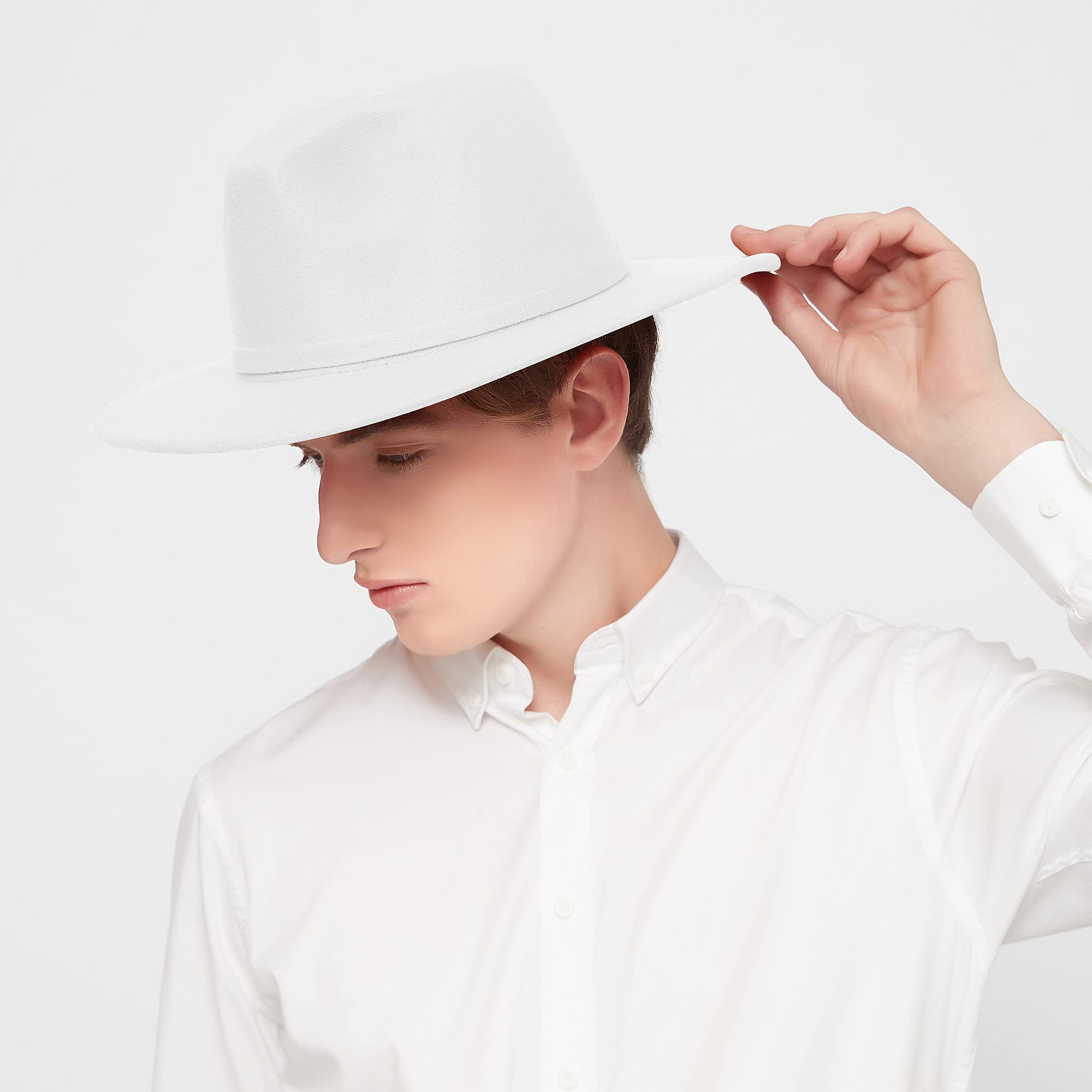 Stylish KUJUHA Wide Brim Fedora Hat for Women & Men - Summer Sun Protection & Fashion Accessory for Beach, Travel, and Outdoor Activities