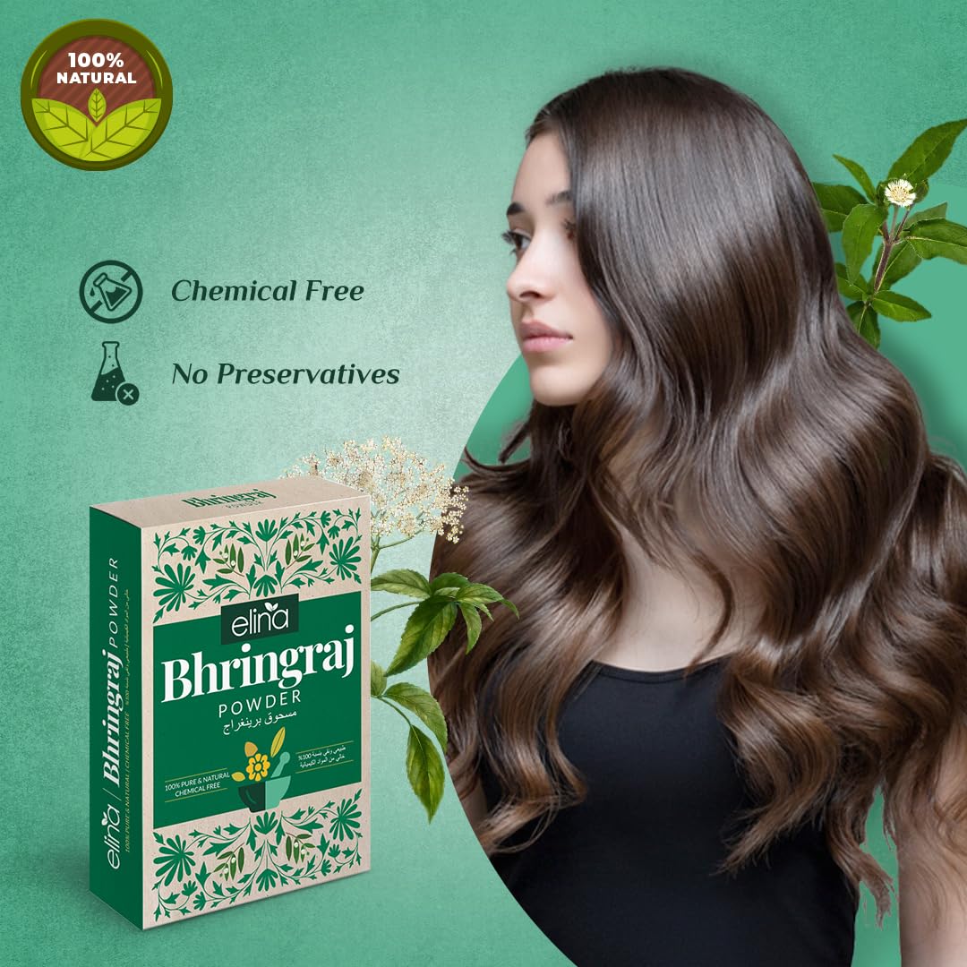 100% Pure Natural Elina Bhringraj Powder (Eclipta Alba) for Hair Growth & Conditioning - 100g | Ayurvedic Herbal Treatment for Thicker, Stronger Hair | Perfect for DIY Hair Masks & Scalp Treatments