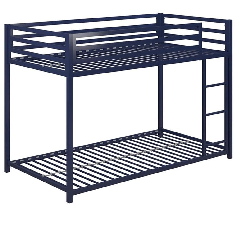 DHP Mabel Twin Over Twin Metal Bunk Bed - Blue Space-Saving Kids Bunk Bed with Sturdy Steel Frame | Perfect for Small Bedrooms, Guest Rooms & Kids' Shared Spaces