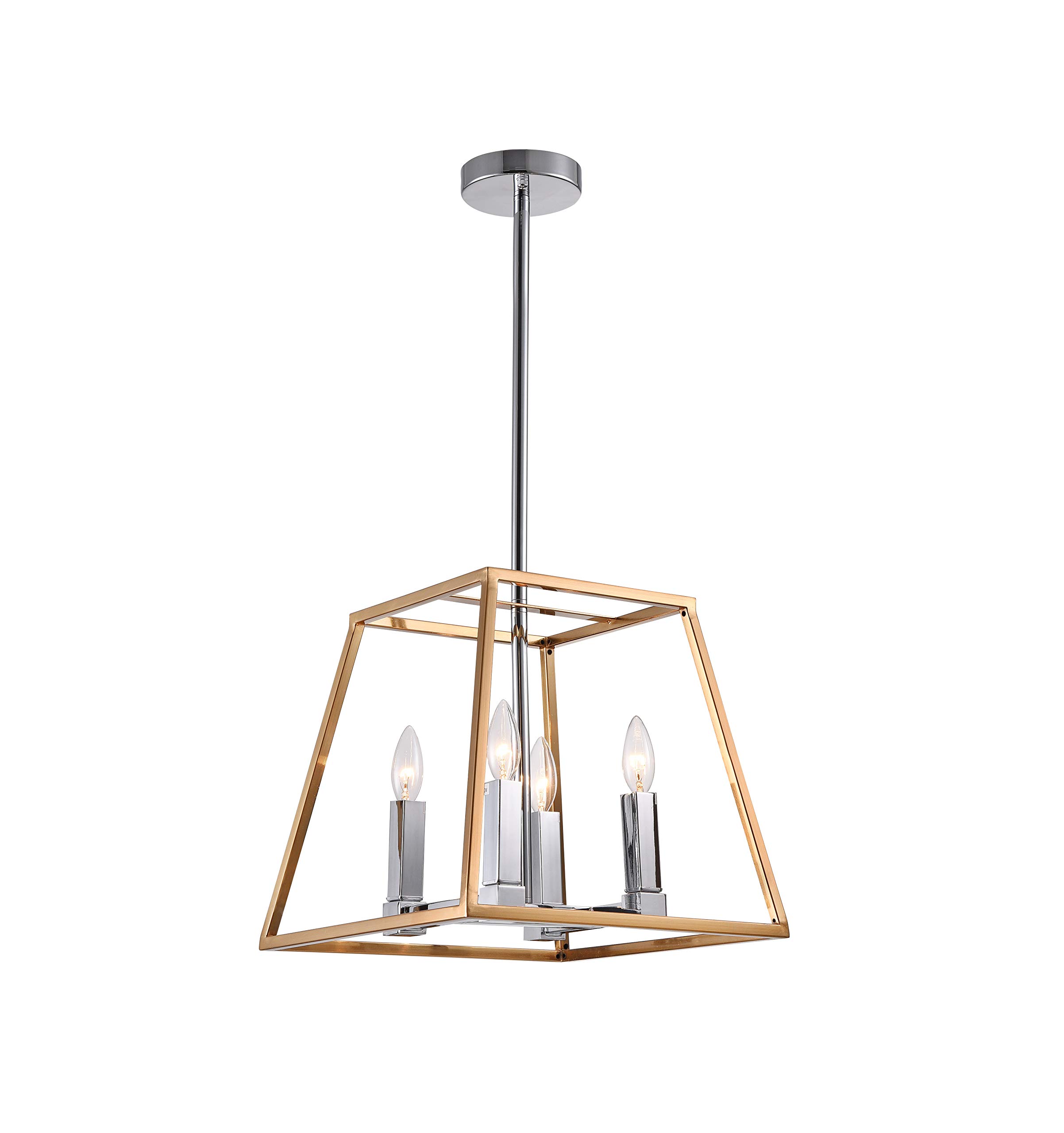 Gold and Chrome Iron Pendant Lighting Fixture - Modern Industrial Ceiling Light for Dining Room, Kitchen Island & Living Room Decor