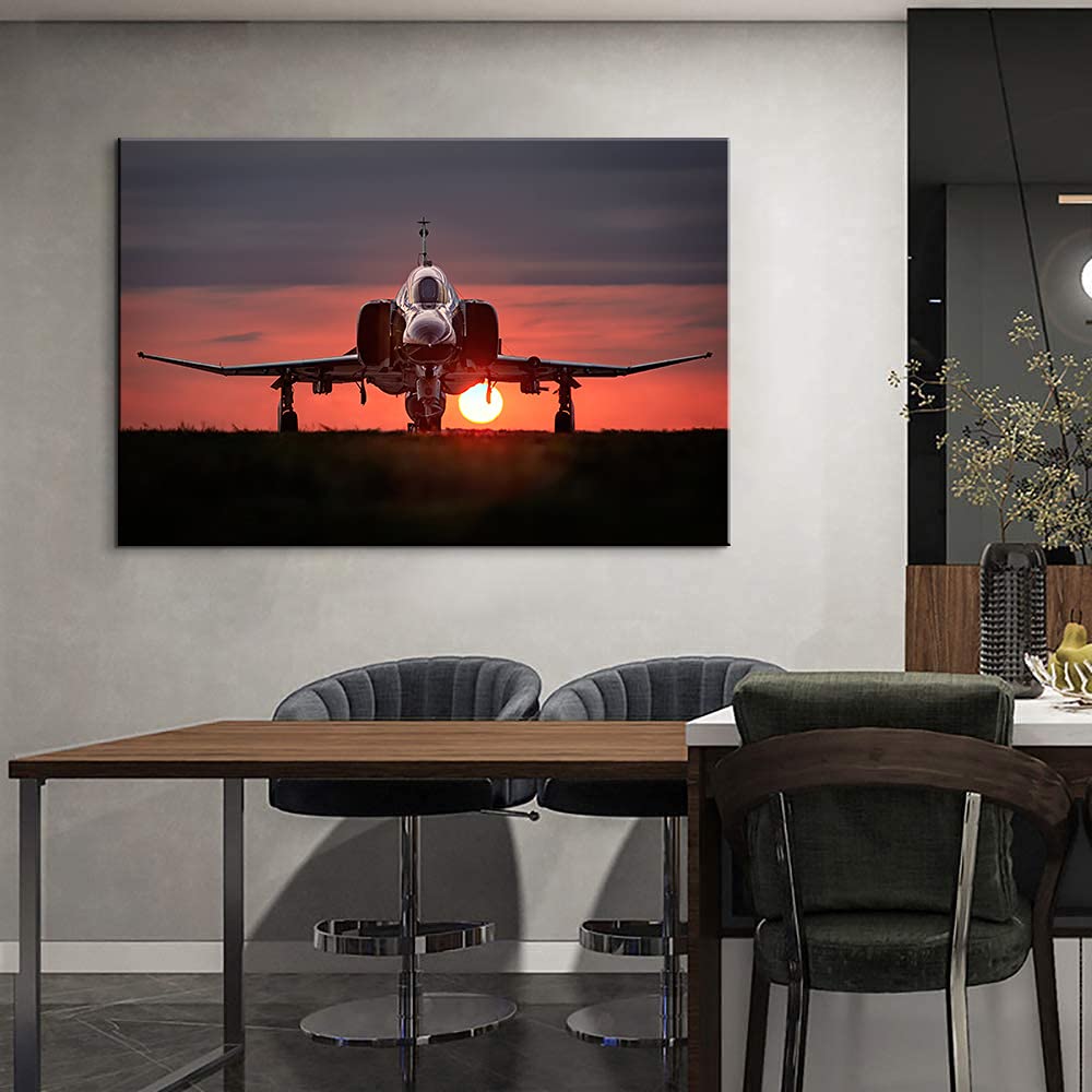 F-4 Phantom II Military Aircraft Wall Art - 28x40 Inch Fighter Jet Poster for Home & Office Decor - Perfect for Aviation Enthusiasts, Man Cave, Living Room & Bedroom