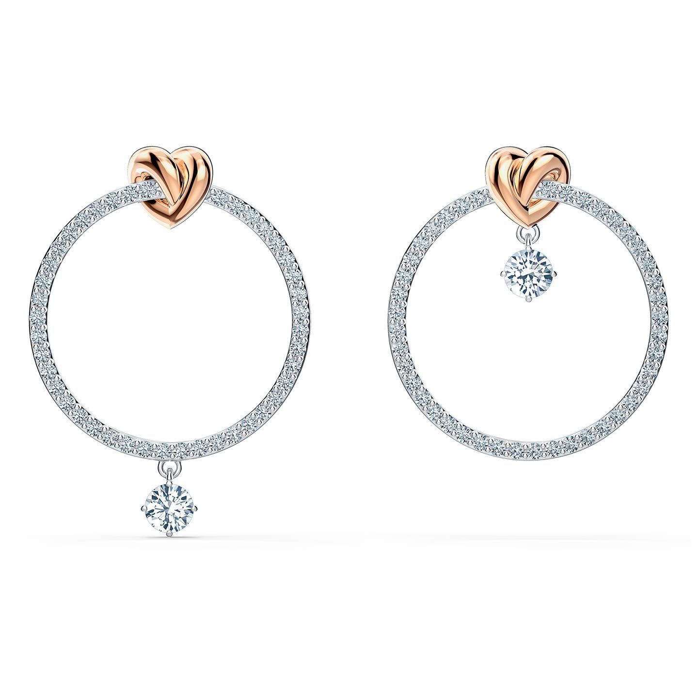 Swarovski Lifelong Heart Hoop Pierced Earrings - Genuine Crystal Stud Earrings for Women, Romantic Valentine's Gift, Perfect for Date Night & Special Occasions