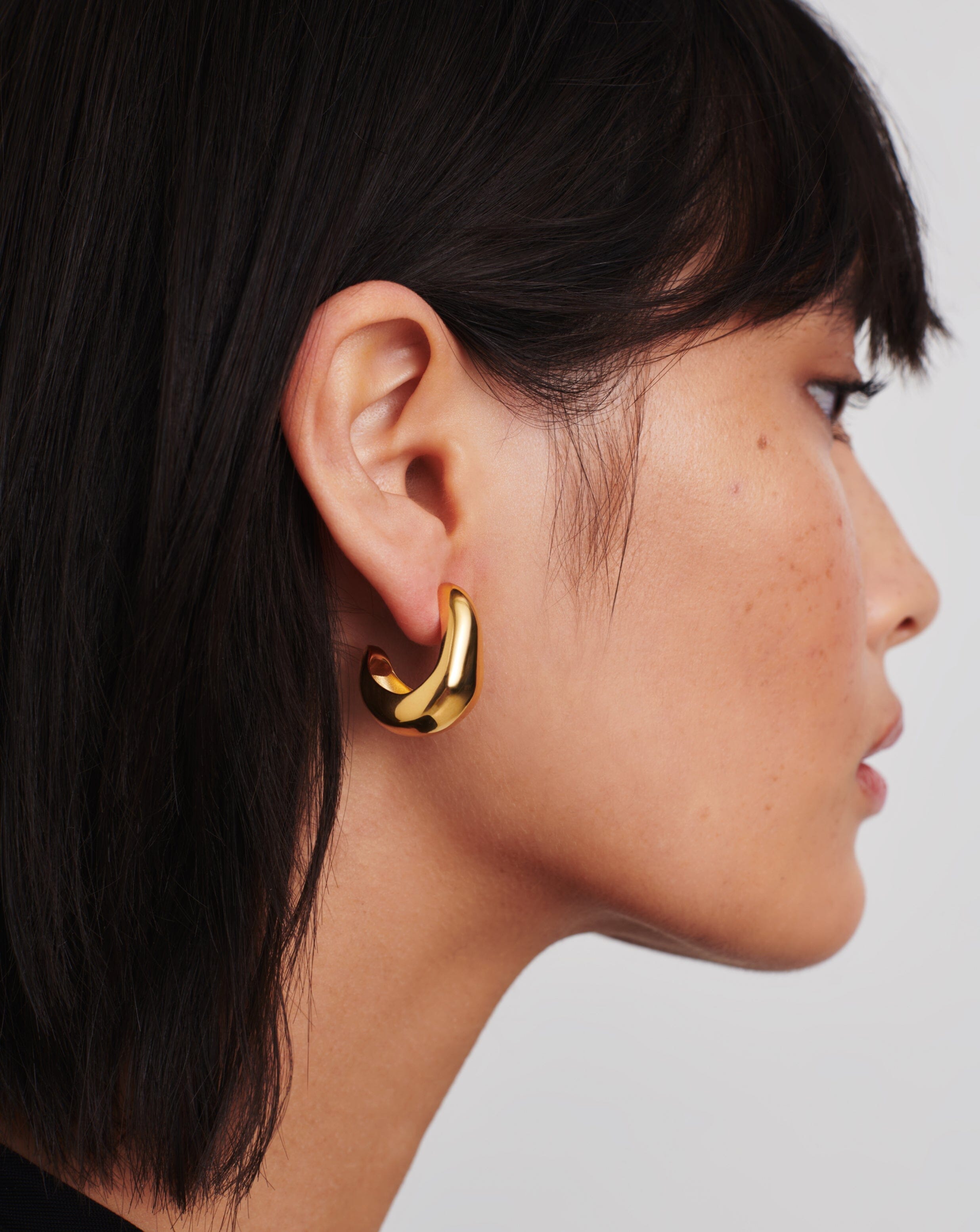 18k Gold Plated Dome Medium Hoop Earrings for Women - Elegant Everyday Jewelry for Work, Date Night & Special Occasions