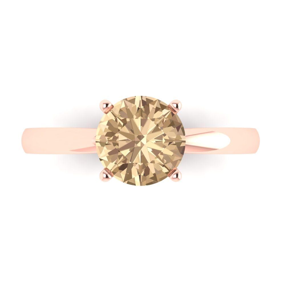 1.50ct Round Cut Yellow Moissanite Engagement Ring - 14K Rose Gold Solitaire Wedding Band for Women | Anniversary, Proposal, Bridal Jewelry Gift