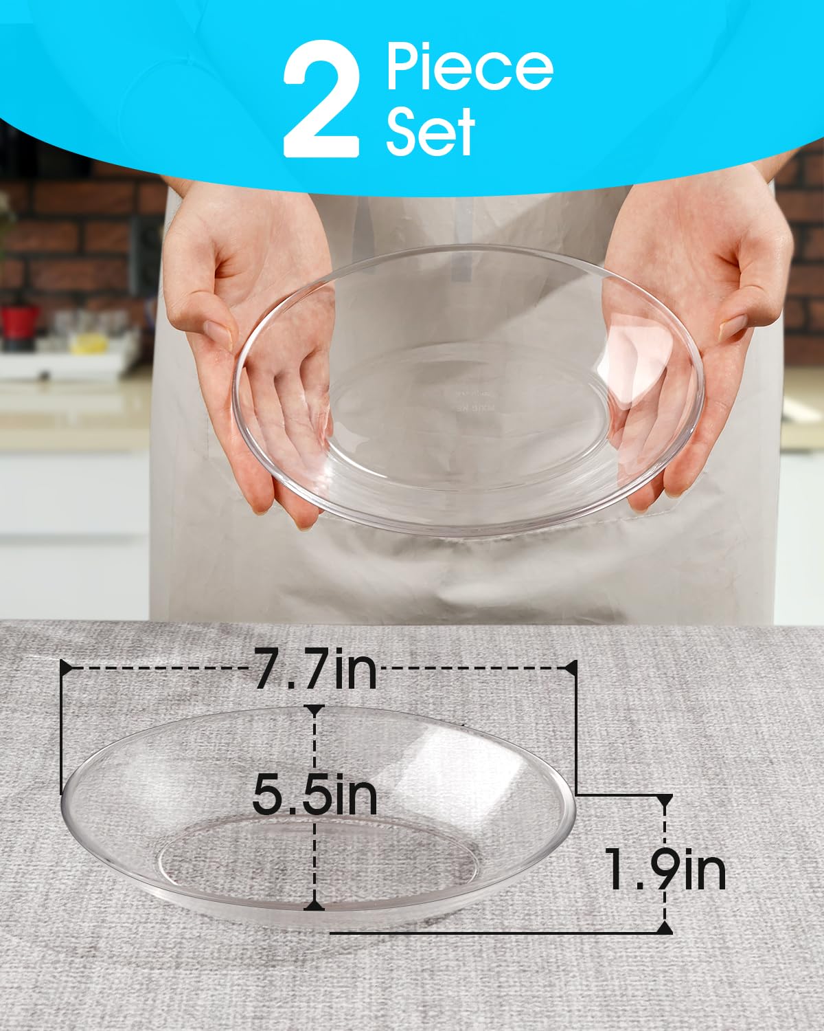 NUTRIUPS 2-Pack Small Tempered Glass Serving Plates - 7.7 x 5.5 Inch Oval Glass Appetizer Plates, Mini Salad Plates Set for Desserts, Side Dishes & Party Snacks - Perfect for Dinner Parties, Tea Time & Home Entertaining
