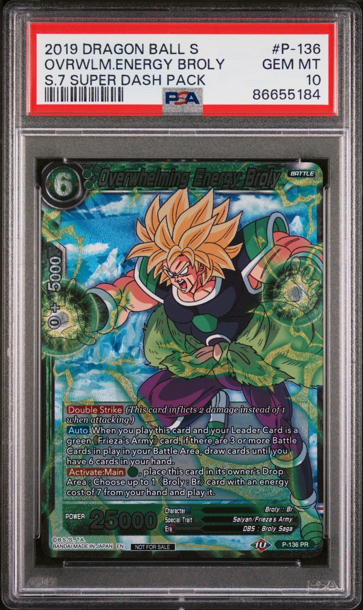 2019 Dragon Ball Super Overwhelming Energy Broly #P136 PSA 10 Graded Card - Perfect for Anime Collectors & Dragon Ball Z Fans Display