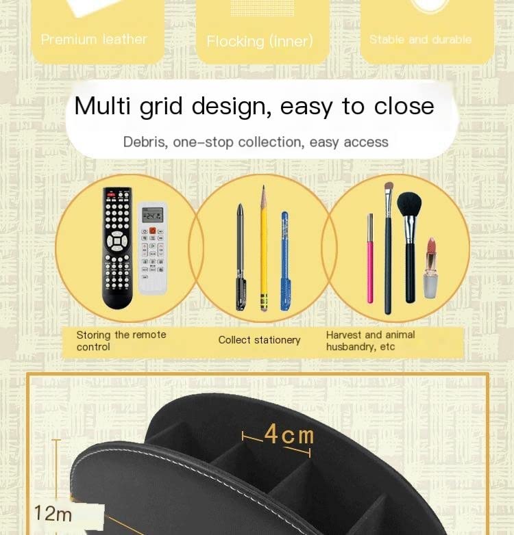 360° Rotating Leather Remote Control Holder - UNDGZ Universal TV Remote Organizer for Desk, Nightstand, Keys, Phone & Jewelry | Stylish Home & Office Accessory