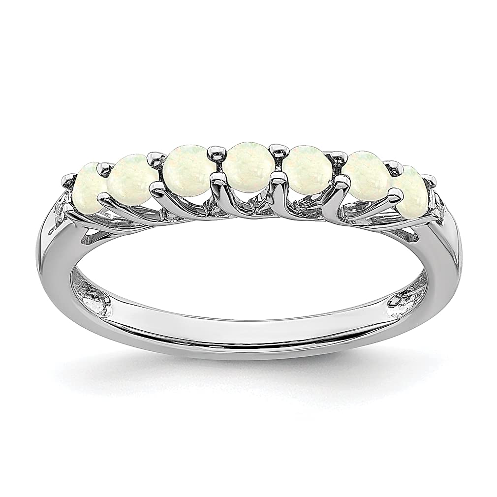 925 Sterling Silver Created Opal & Diamond Band Ring - Women's Birthstone Jewelry, Elegant Stackable Ring for Her, Perfect Gift for Anniversary, Birthday & Mother's Day | Wedding, Party & Everyday Wear