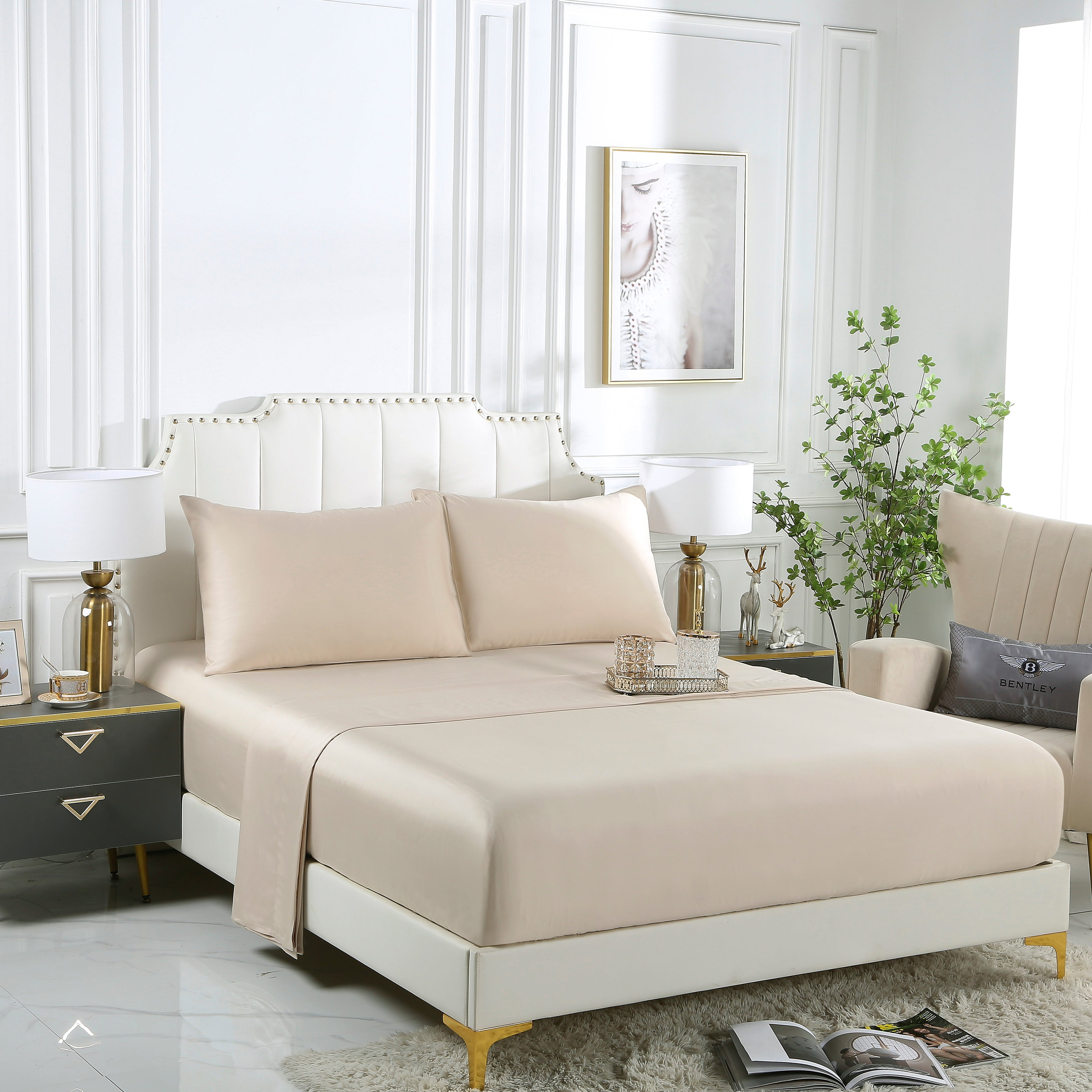 100% Organic Bamboo Sheets King Size Set - Soft, Breathable & Hypoallergenic Bedding for Luxurious Sleep - Perfect for Hot Sleepers & Eco-Conscious Homes