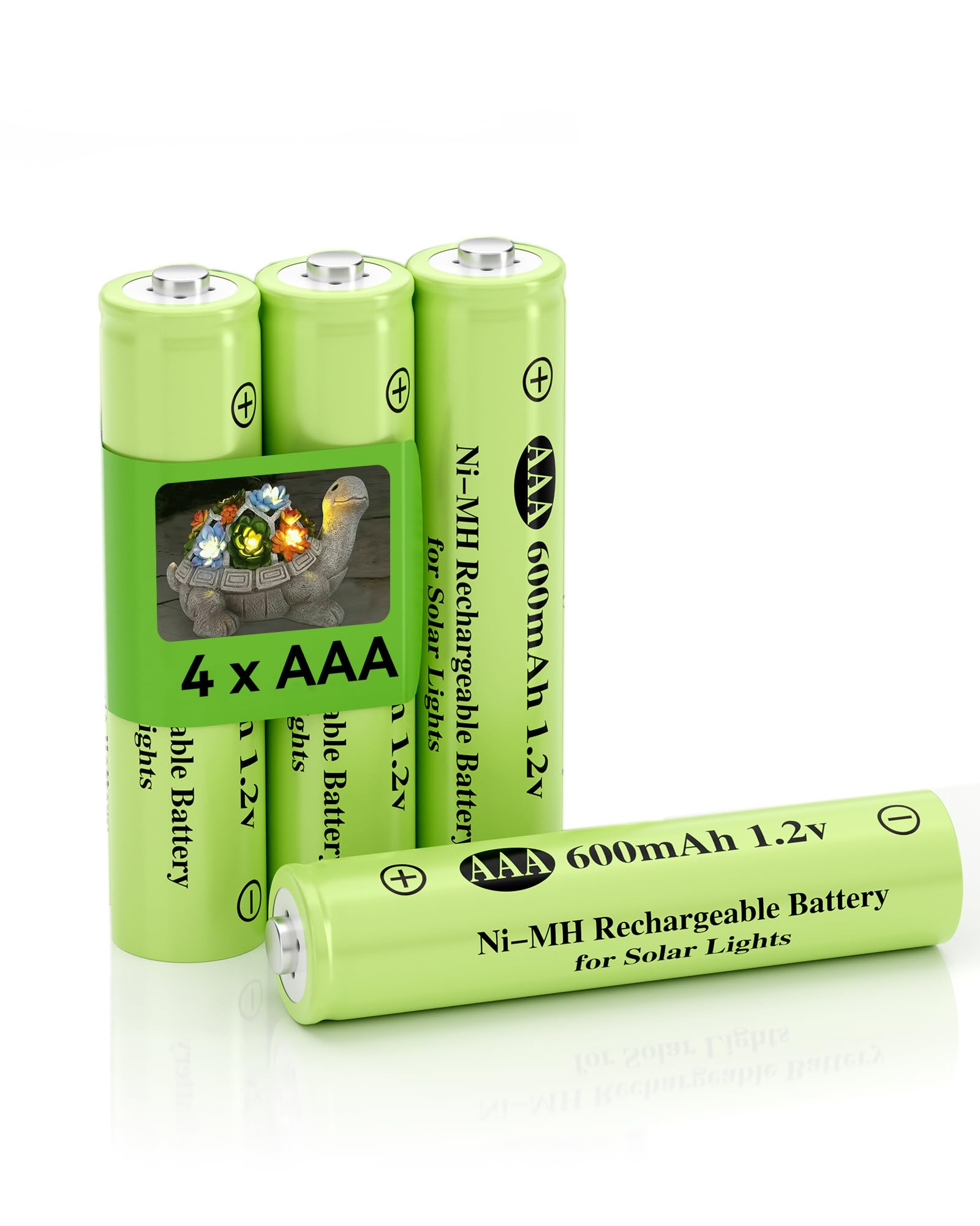 High Capacity Ni-MH AAA 600mAh 1.2V Rechargeable Batteries 4-Pack - Pre-Charged, Low Self Discharge for Solar Lights, Outdoor Lighting & Garden Ground Lights - Perfect for Solar Powered Path Lights, Landscape Lighting & Emergency Flashlights