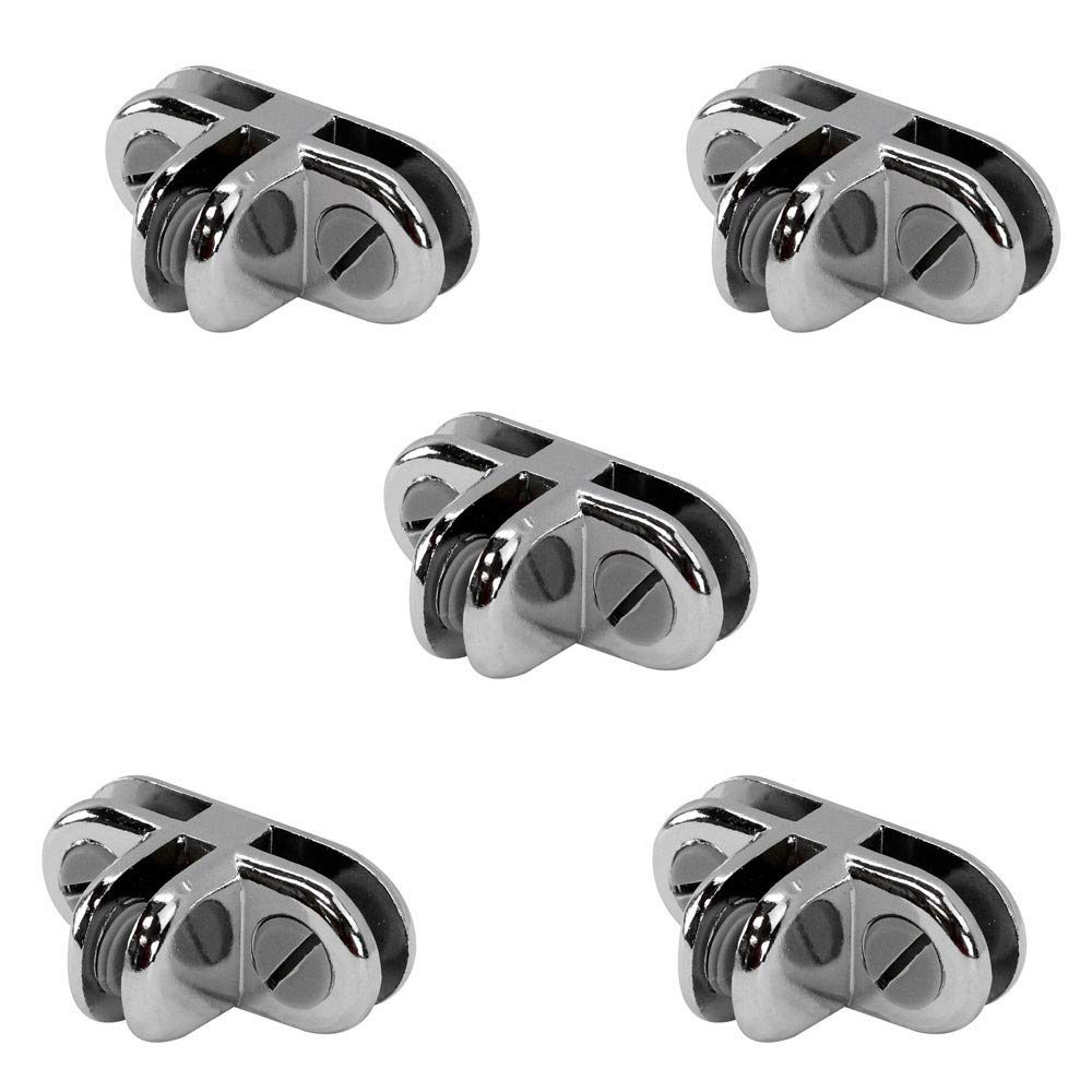 MH GLOBAL 5-Pack Chrome 3-Way Metal Glass Display Connectors for 3/16
