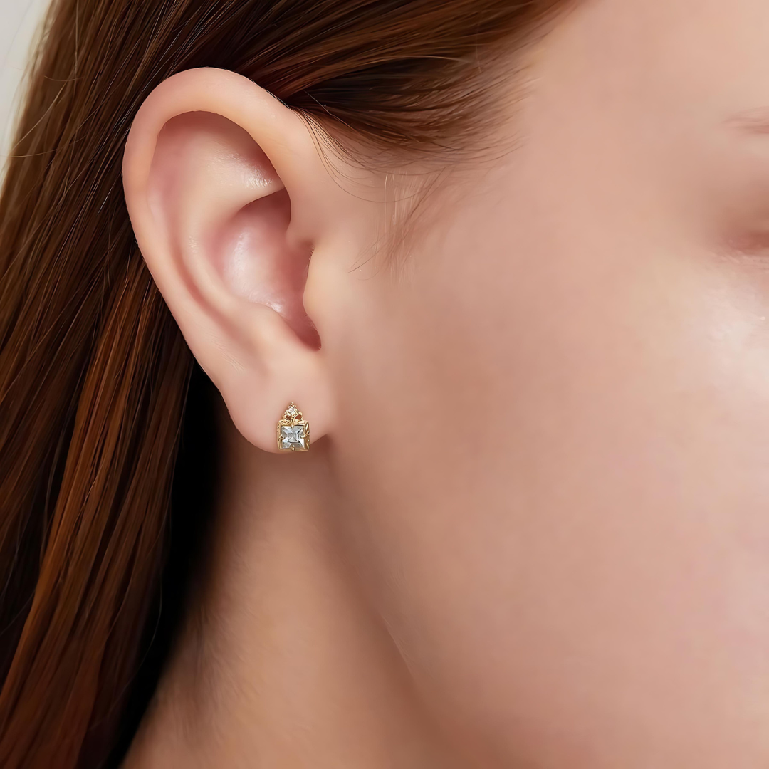 Natural Aquamarine Square Stud Earrings for Women | Sterling Silver 925 Hypoallergenic Jewelry | Elegant Gift for Birthday, Anniversary & Wedding | Perfect for Daily Wear, Office & Special Occasions