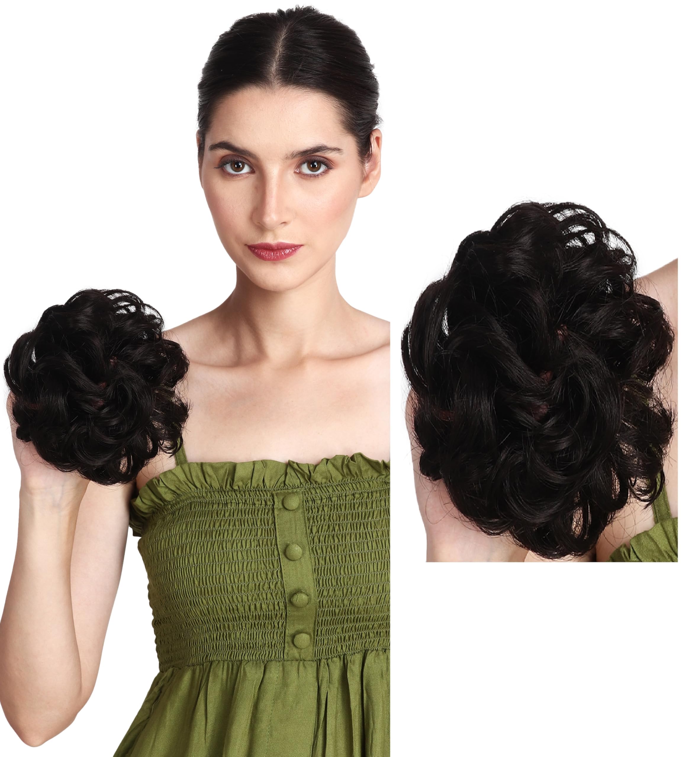 MoonEyes 1-Piece Messy Bun Hairpiece for Women - Brown Rubber Hair Bun with Matte Finish (30g) - Perfect for Cosplay, Costumes & Everyday Hairstyles