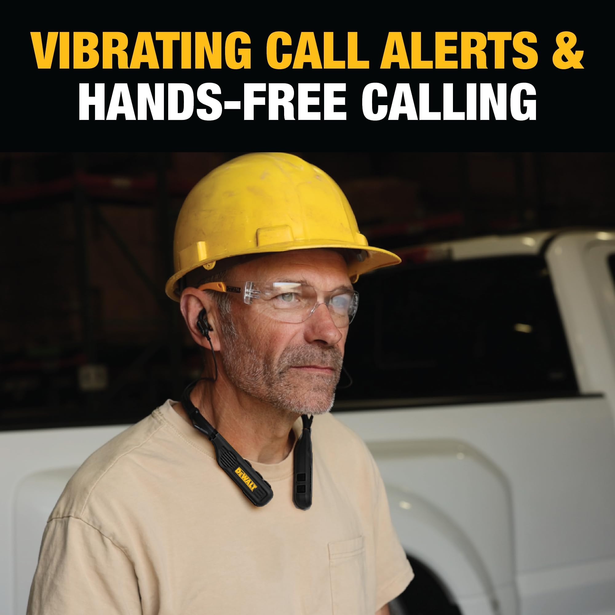 DEWALT 2-in-1 Neckband Bluetooth Headphones with Built-in Speakers - Wireless Jobsite Wearable Speaker & Over-the-Neck Headset - 60+ Hours Battery Life for Hands-Free Music & Calls (Black) - Perfect for Construction, Workouts, and Outdoor Activities