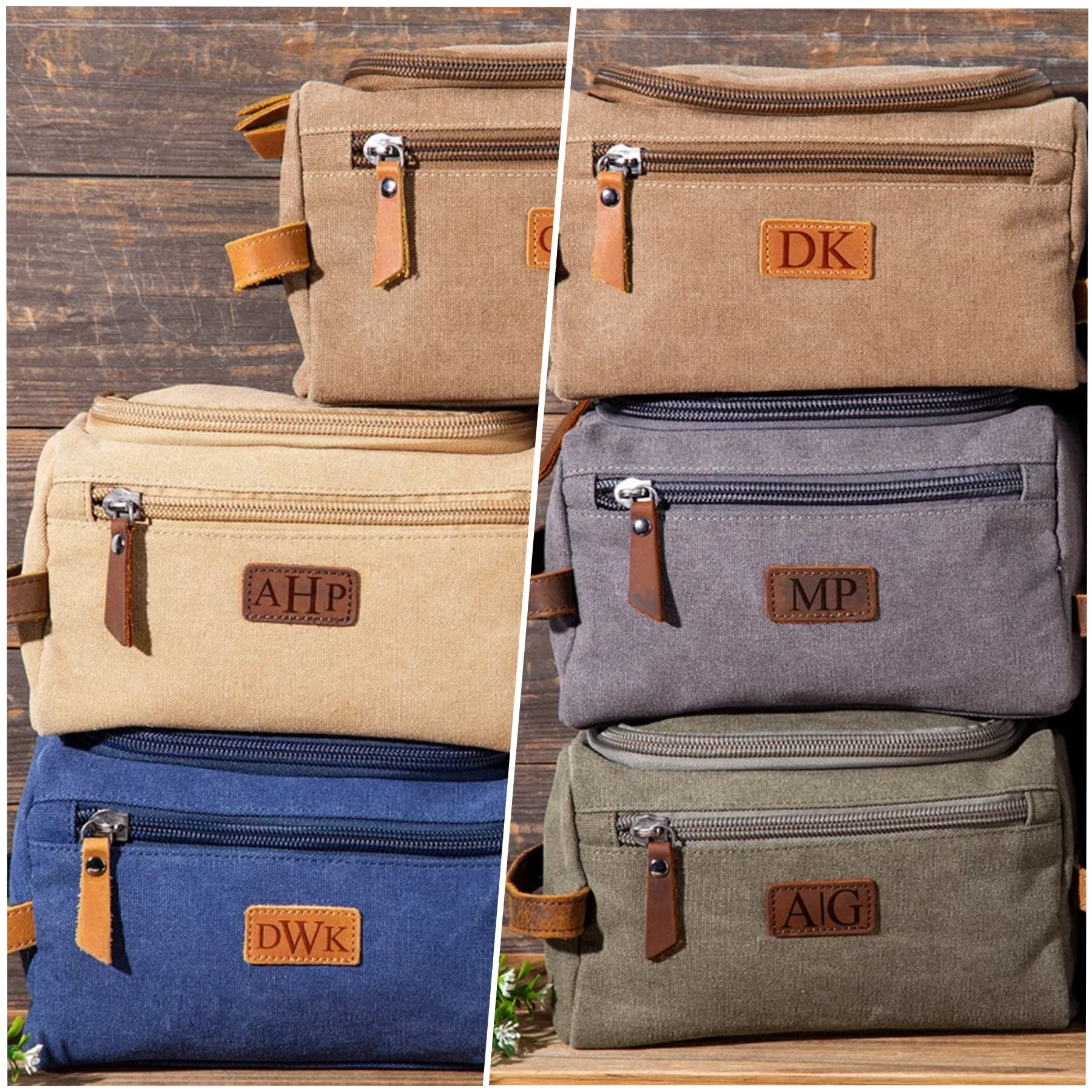 Personalized Men's Travel Toiletry Bag - Canvas Hanging Dopp Kit for Shaving & Cosmetics | Waterproof Makeup Organizer | Perfect Gift for Husband, Boyfriend | Ideal for Camping, Business Trips & Gym Use