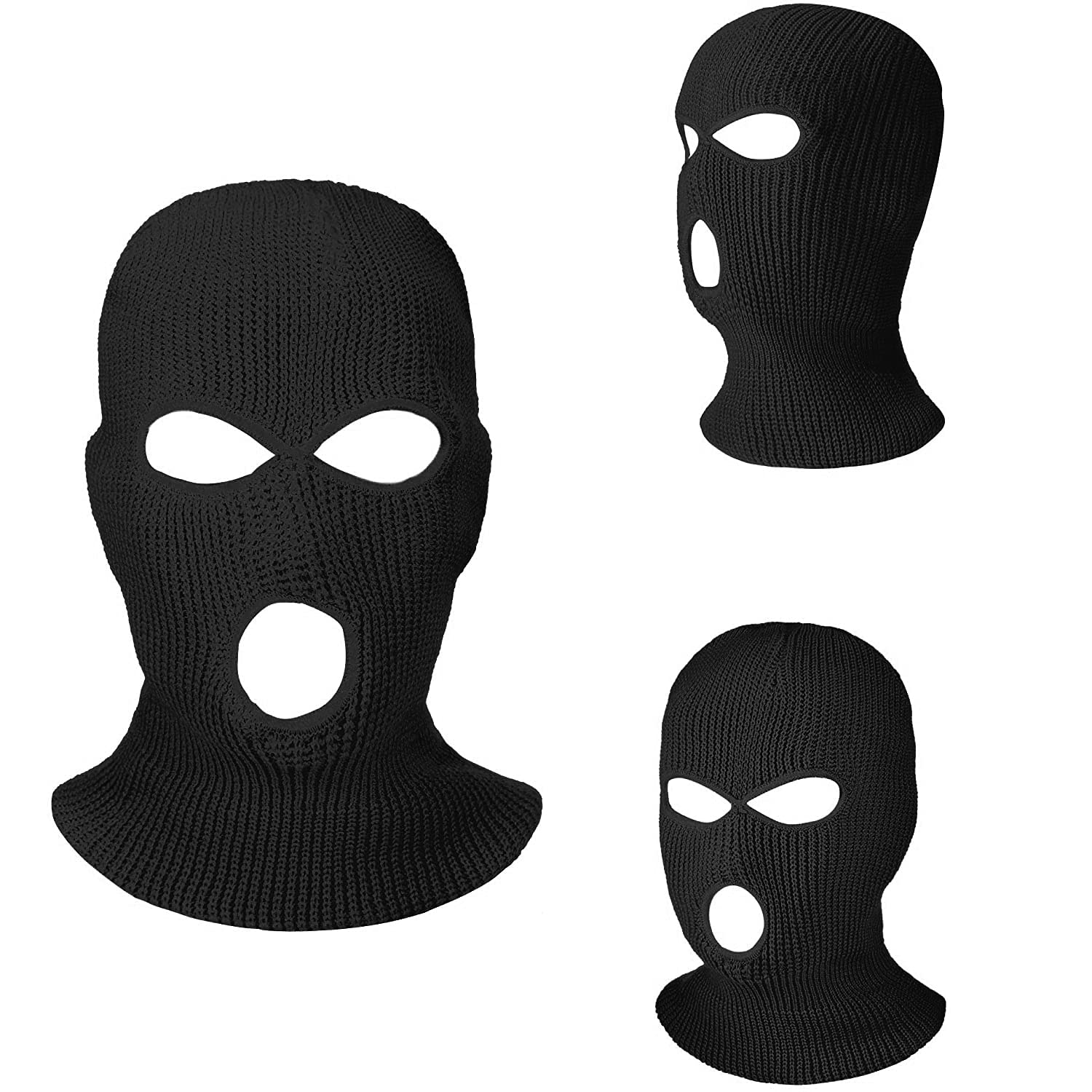 2 Pack 3-Hole Knitted Full Face Cover Ski Mask - Winter Balaclava for Men & Women - Warm Face Mask for Skiing, Snowboarding, Motorcycling & Outdoor Sports in Cold Weather