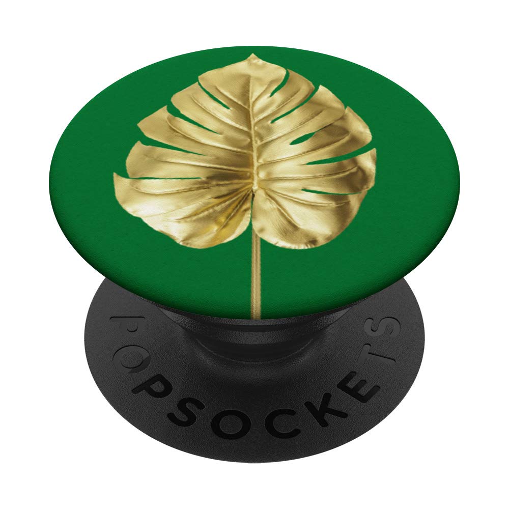 Gold Monstera Leaf Phone Grip - Exotic Tropical Plant Design PopSockets Stand for iPhone, Samsung & Tablets - Perfect for Home, Office & Travel Accessories