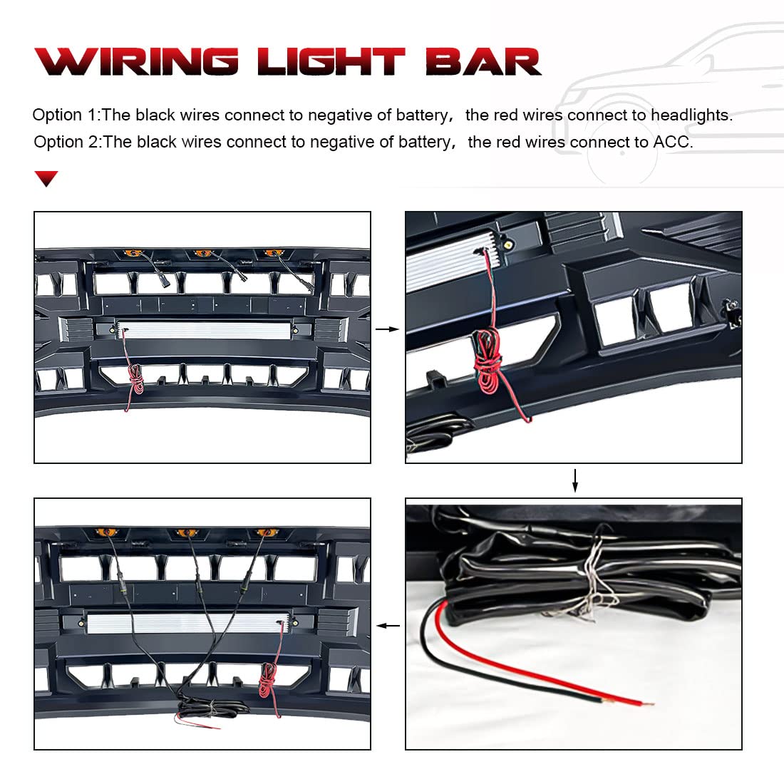2015-2017 Ford F150 Matte Black Front Bumper Grille Replacement with Off-Road Lights | Durable Truck Grill Upgrade for Off-Roading & Daily Driving