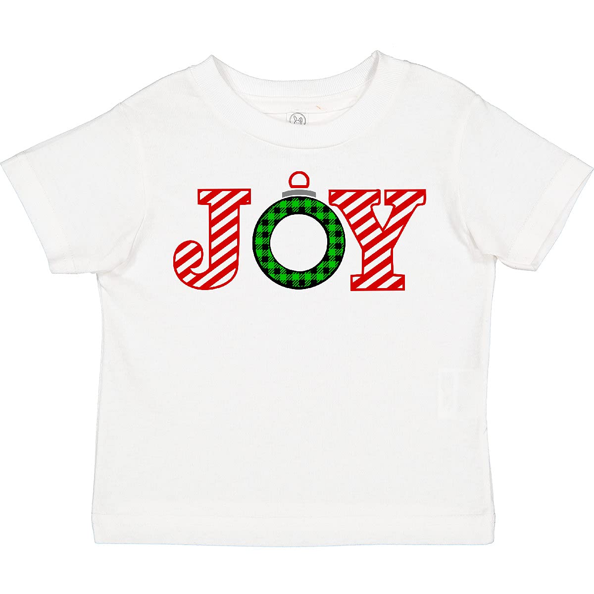 Inktastic Joy Christmas Ornament with Candy Cane Stripes Toddler T-Shirt - Festive Holiday Outfit for Kids & Toddlers - Perfect for Christmas Parties, Family Photos & Holiday Gatherings