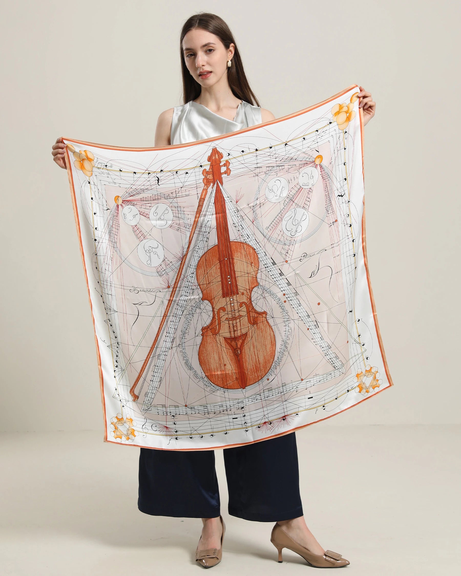 Elegant Silk Violin Scarf for Musicians - Soft & Lightweight Shawl for Violinists, Orchestra Performances, Concerts & Music Lovers