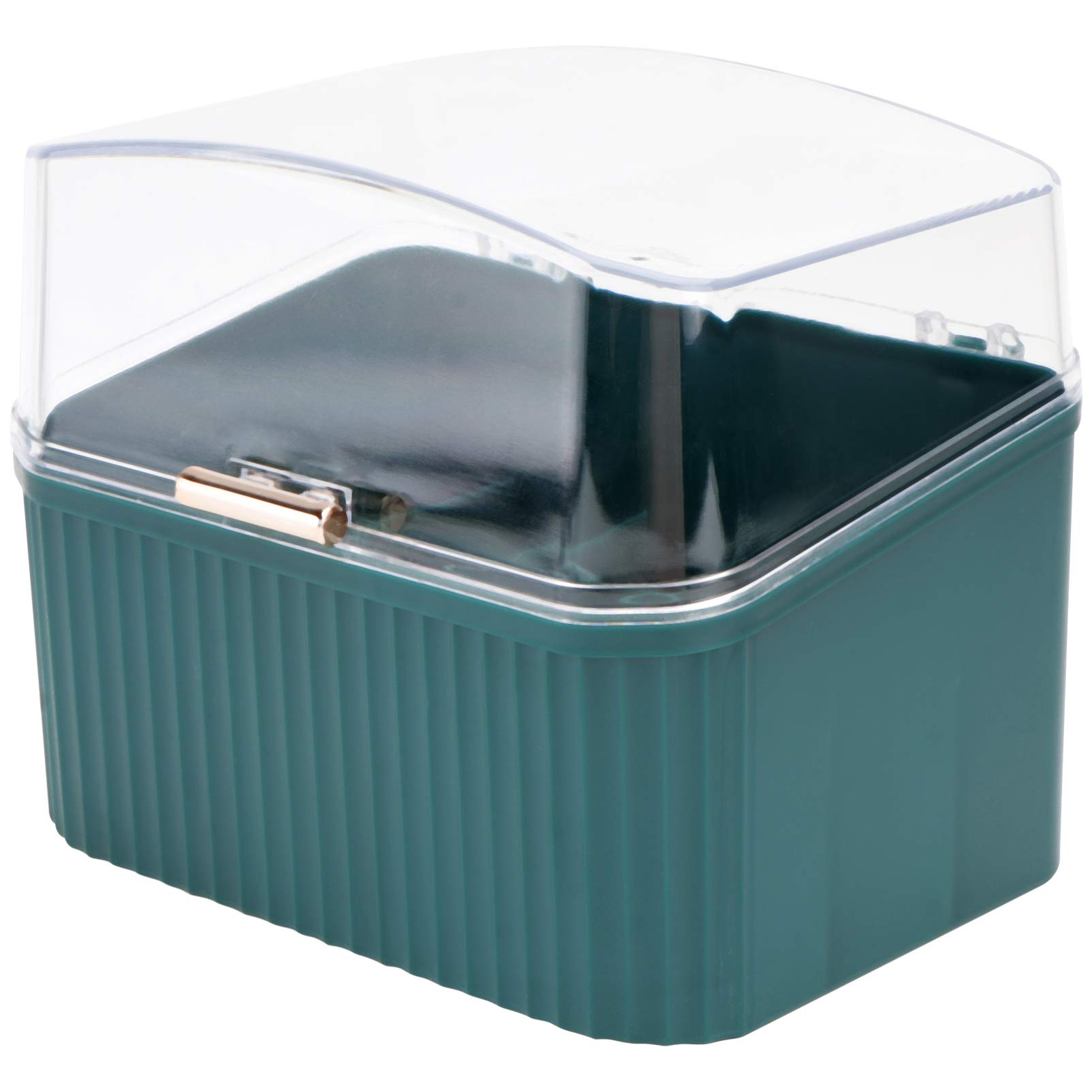 Cabilock Green Cosmetic Storage Box with Lid - Vanity Makeup Organizer, Lipstick Holder & Sundries Divider for Bathroom, Office, Dorm Desk or Countertop - Perfect for Daily Beauty Routine & Small Item Organization