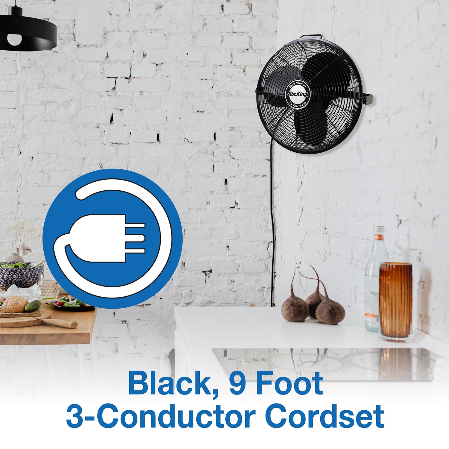 Air King 9318 18-Inch Industrial High Velocity Floor & Wall Mount Fan - Powerful Cooling for Warehouses, Garages & Workshops
