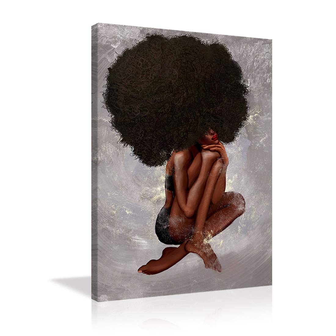 African American Wall Art - Black Girl Abstract Pop Art Canvas Print, Afro Woman Painting, Framed Ready to Hang - Perfect for Living Room, Bedroom & Office Decor