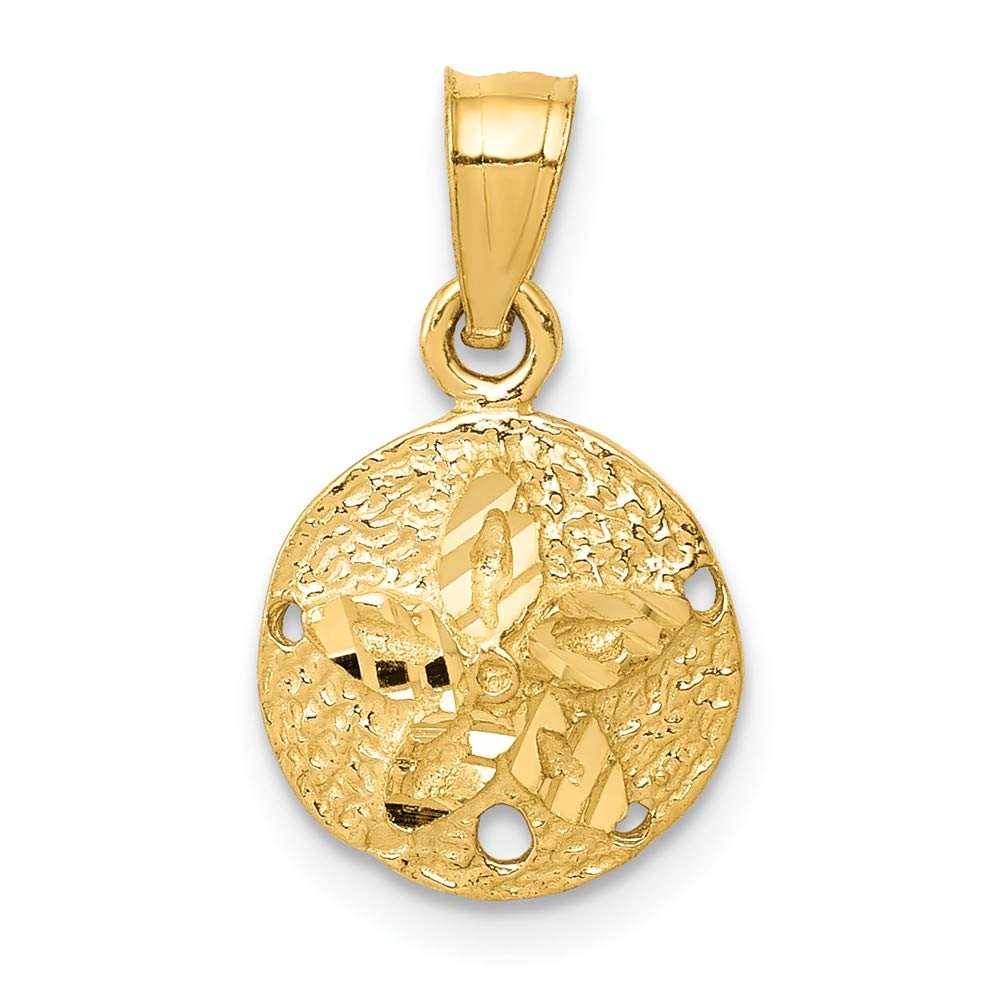 14K Solid Yellow Gold Sand Dollar Pendant Charm - 18mm x 10mm - Perfect for Beach-Themed Jewelry, Gifts & Layering Necklaces