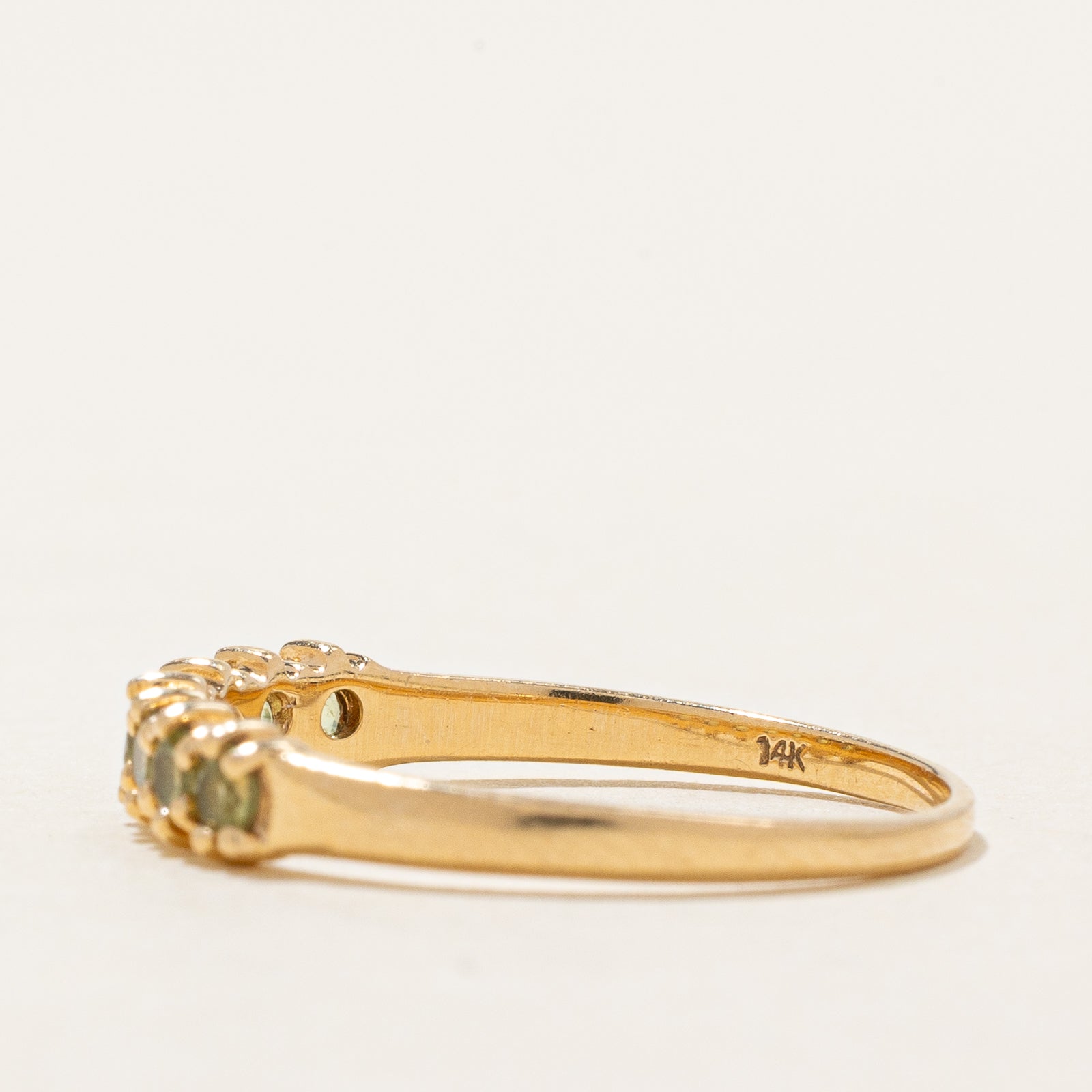 Peridot Semi Eternity Ring - 0.25 Carat Total Weight (CTW) - Size 7.25 - Dainty Green Gemstone Band for Women - Perfect for Anniversary, Birthday & Everyday Elegant Jewelry Gift