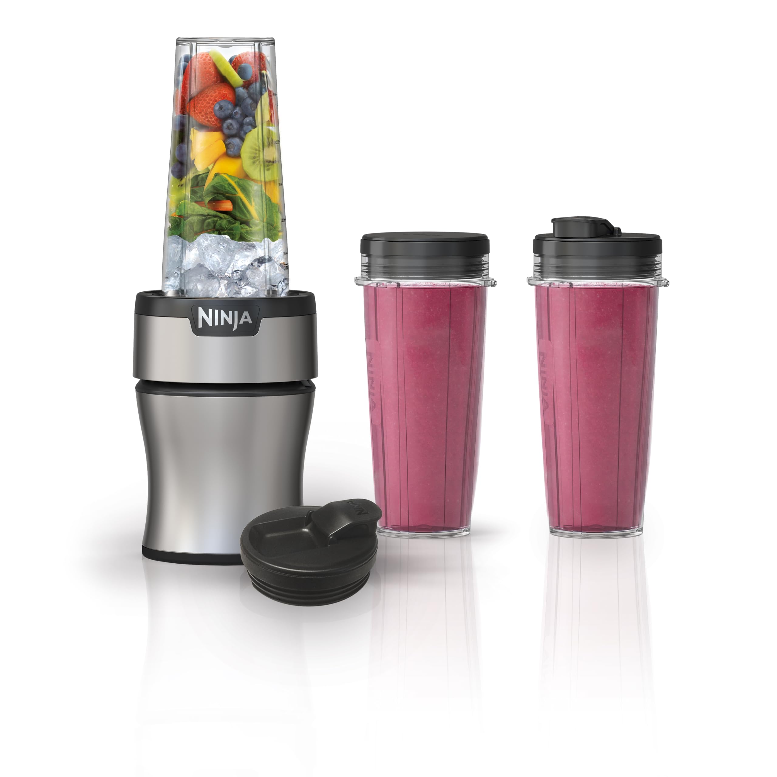 Ninja BN301 Nutri-Blender Plus Compact Personal Blender - 900W Motor for Smoothies, Frozen Drinks & Sauces - Includes 3x 20oz To-Go Cups & Lids - Dishwasher Safe - Perfect for Home, Office & Gym Use