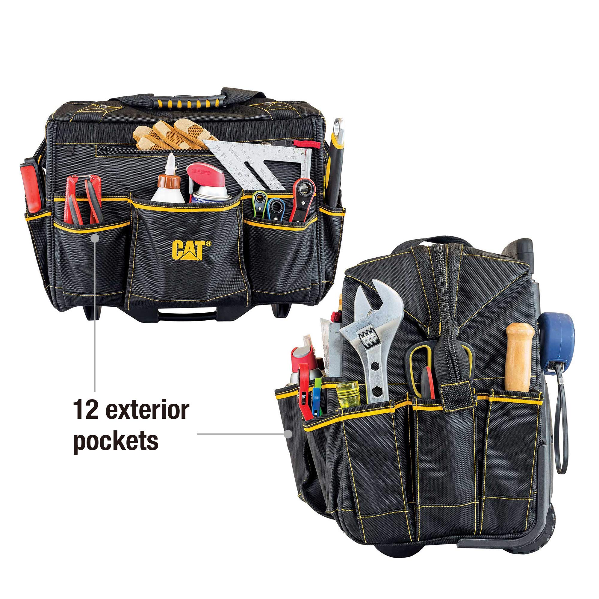 Caterpillar 18-Inch Pro Rolling Tool Bag - Heavy-Duty Workspace Organizer with Wheels for Contractors & DIY Enthusiasts (Model 980198N) - Perfect for Construction Sites, Workshops & Mobile Tool Storage