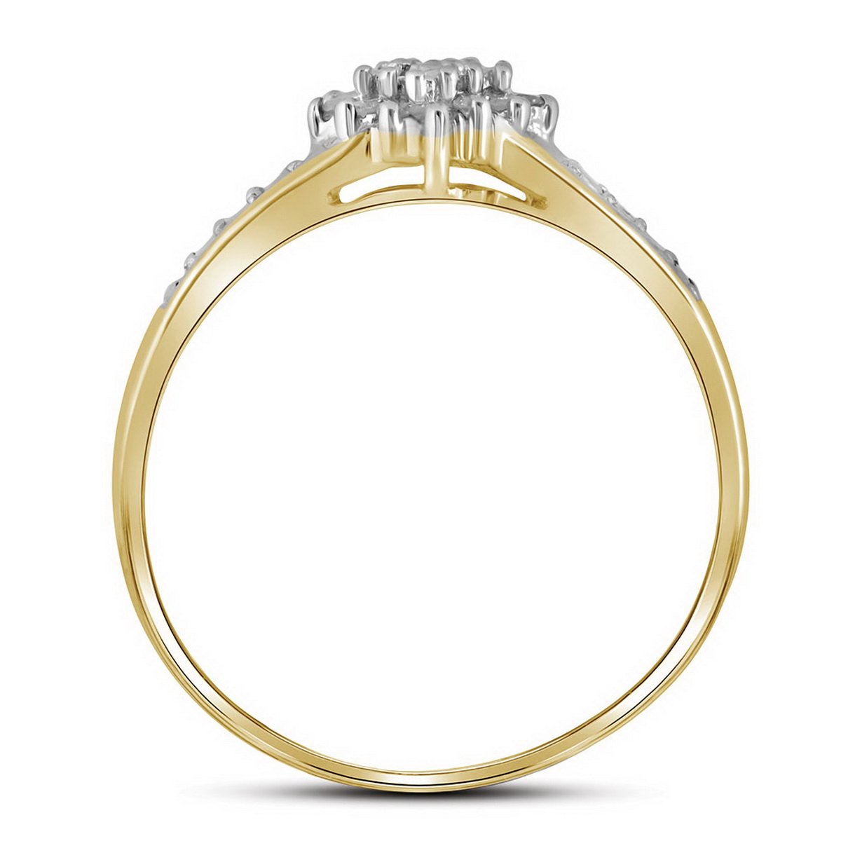 Dazzlingrock 10K Yellow Gold Round Diamond Cluster Ring for Women - 1/10 CTW | Elegant Wedding, Engagement, Anniversary Gift Jewelry