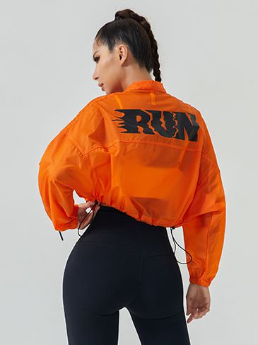 ZASUWA Women's Lightweight Cropped Jacket with Anti-UV Protection, Drawstring & Zipper Pockets - Quick Dry Athletic Wear for Running, Hiking & Outdoor Activities