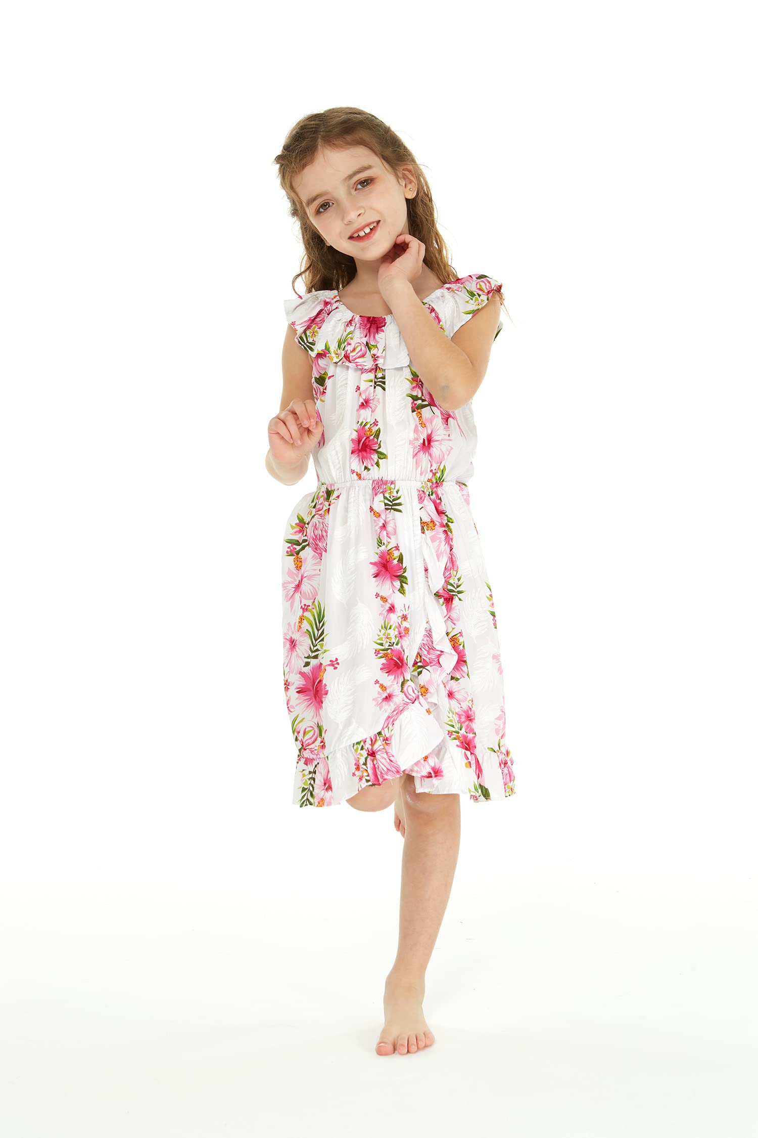 Girl's Ruffle Wrap Hawaiian Luau Dress - Beach Party & Summer Outfit