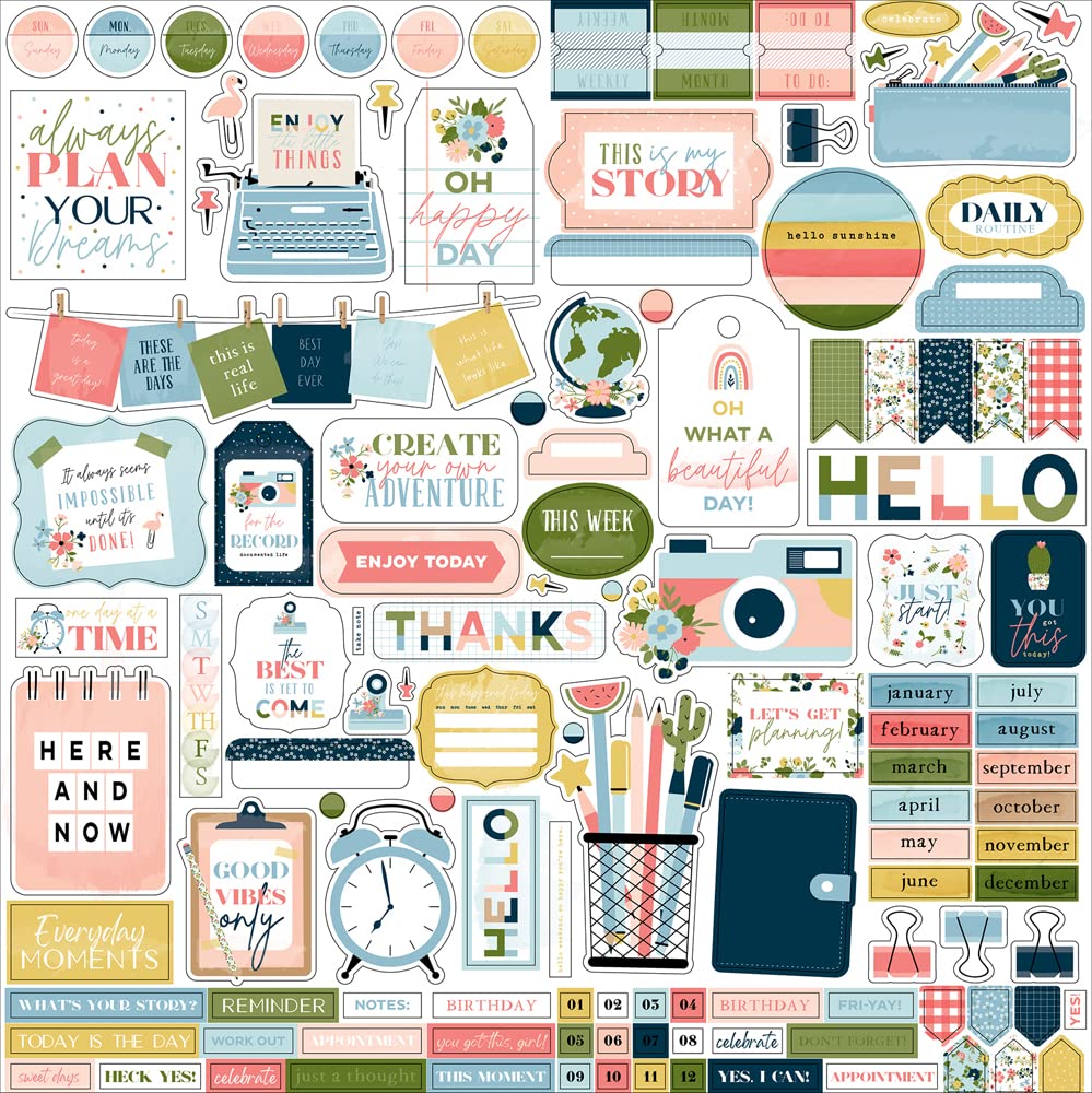 Echo Park Paper Collection Bundle - 12x12 Scrapbooking Kit with Cardstock Elements & Sticker Sheets for Memory Keeping, Journaling, and DIY Craft Projects
