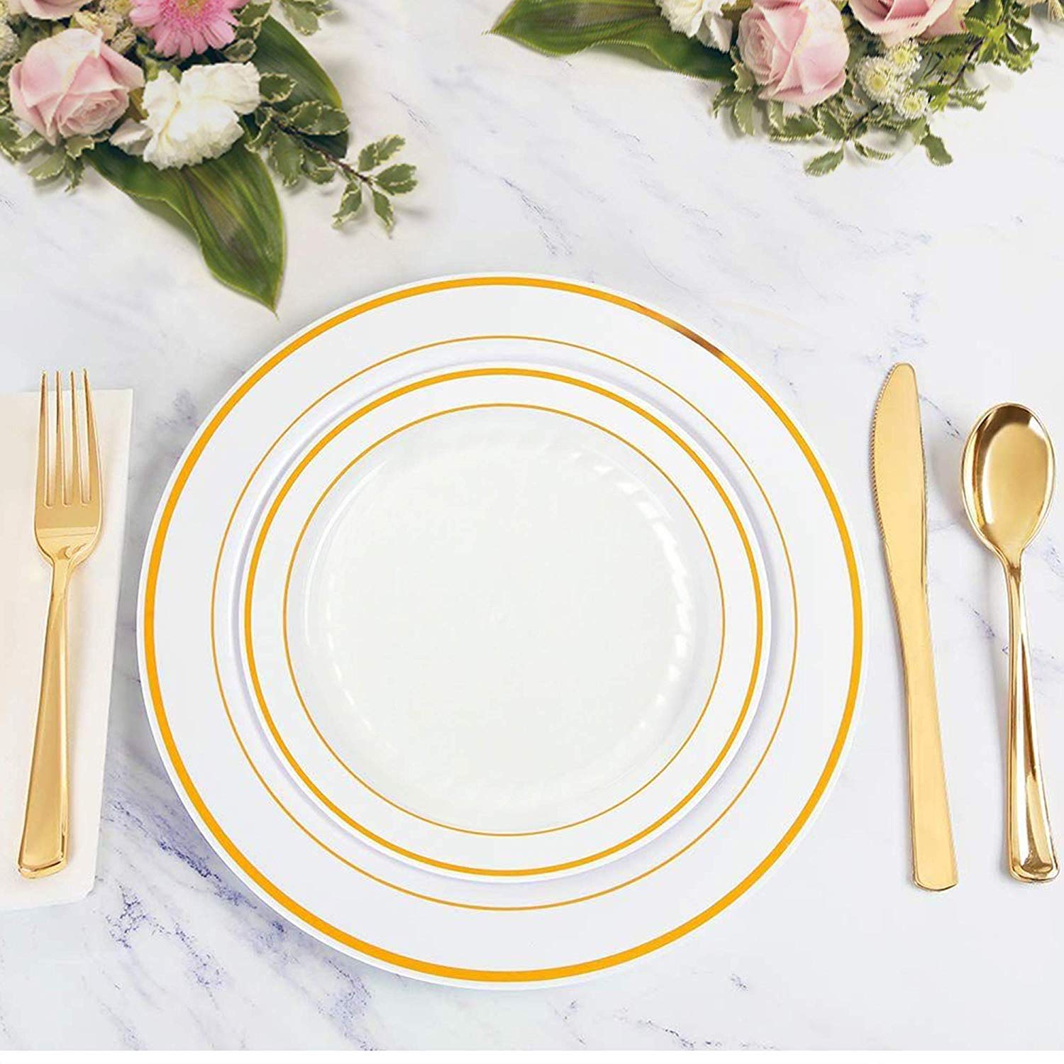 500-Piece Premium Plastic Dinnerware Set for 100 Guests - 10