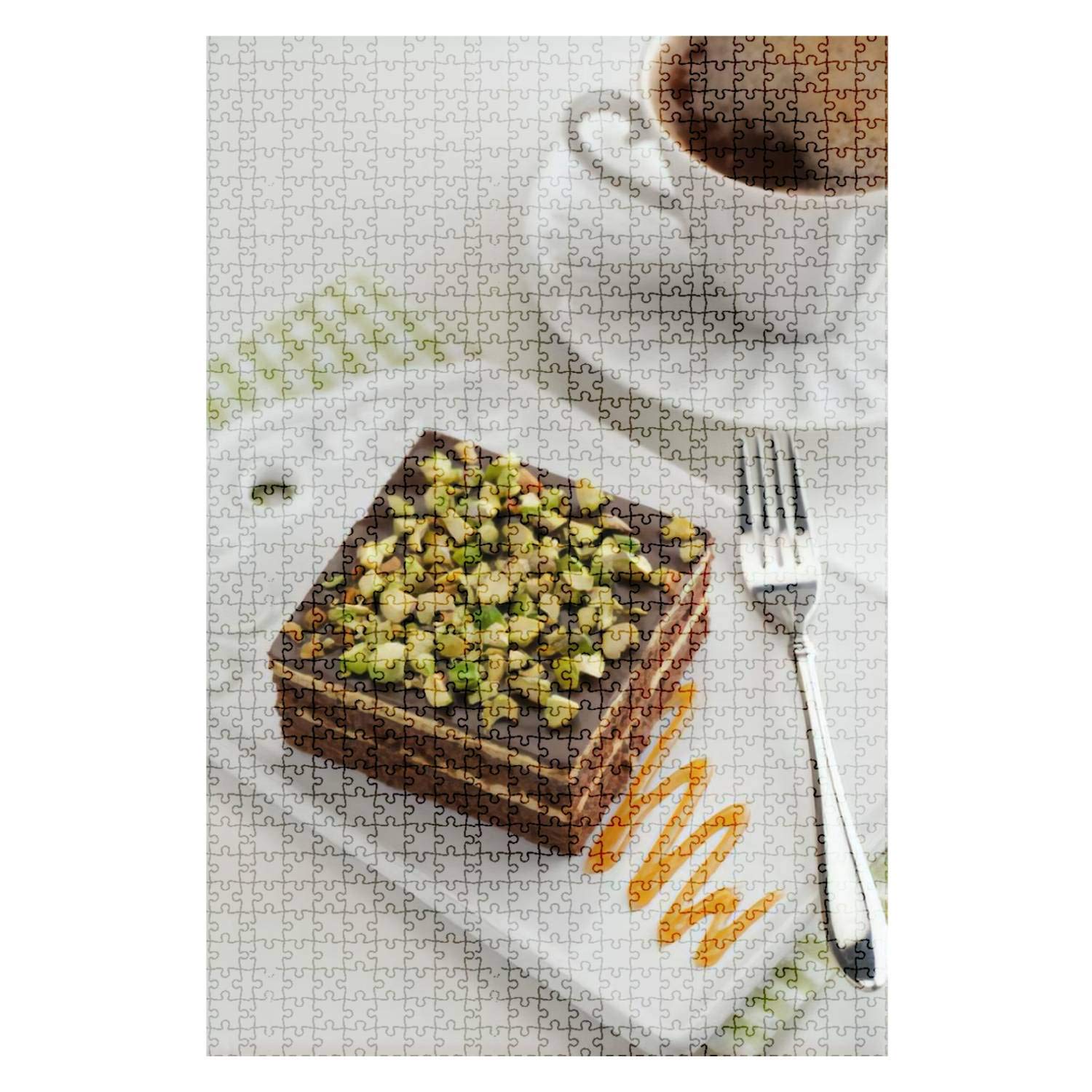 1000-Piece Wooden Jigsaw Puzzle - Mozart Pistachio Chocolate Cake Art for Adults & Kids | DIY Educational Toy | Perfect for Family Game Nights & Stress Relief