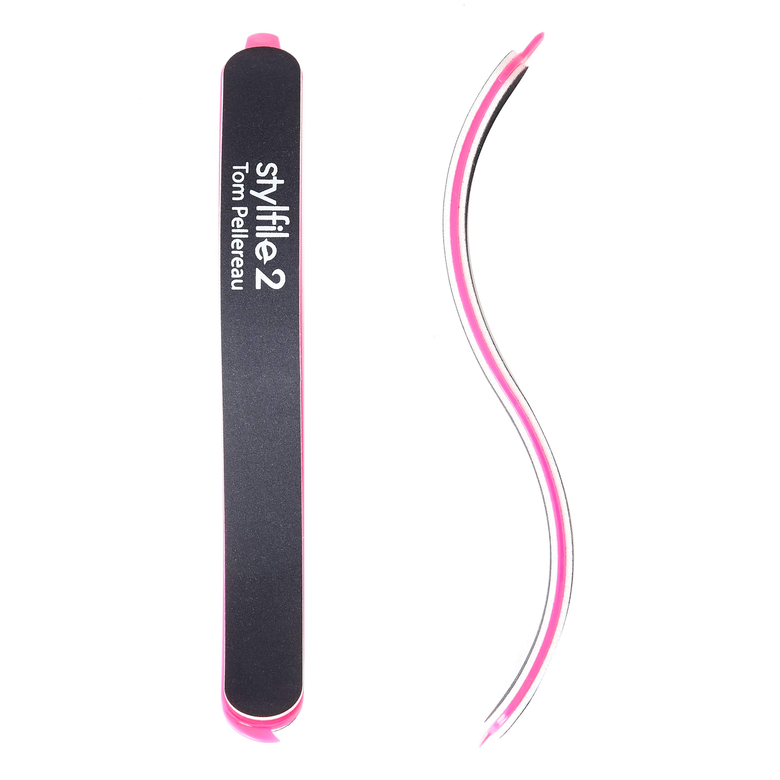 Professional 3-in-1 Curved Nail File with 240/400 Grit - Manicure Kit with Cuticle Pusher & Under-Nail Skimmer - Premium Nail Care Essentials for Women & Men - Perfect for Home, Salon & Travel Use